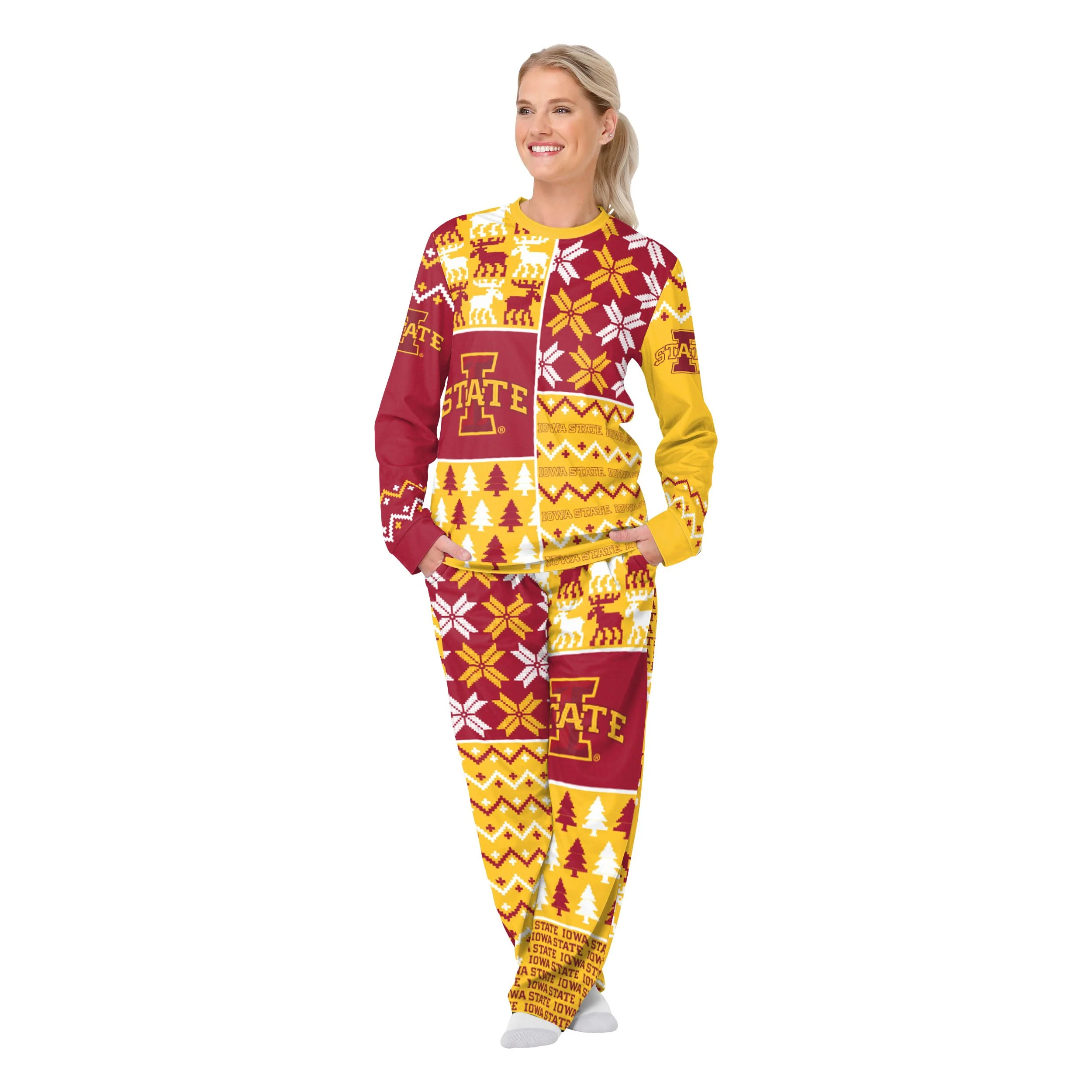 Iowa State Cyclones NCAA Busy Block Family Holiday Pajamas - Image 5