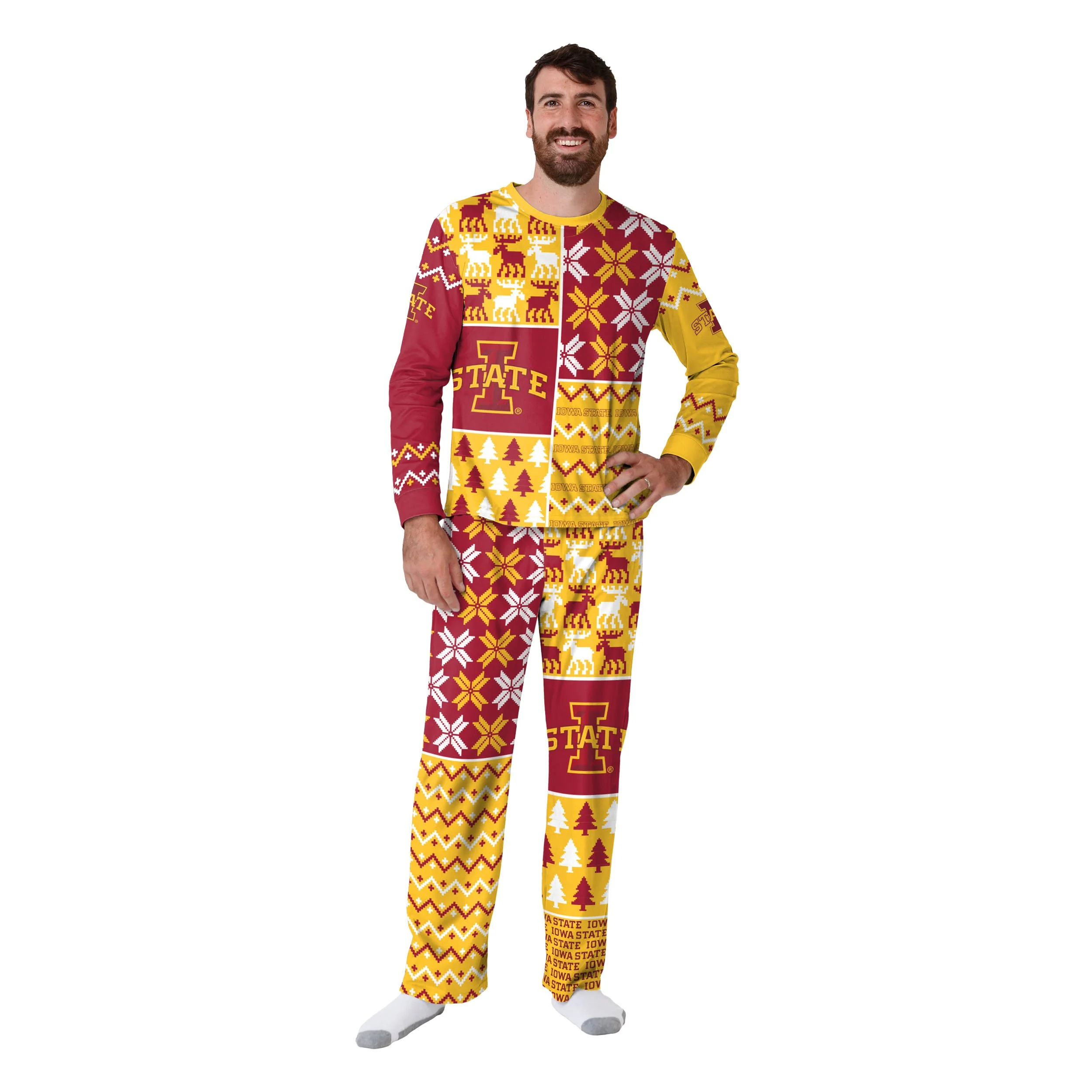 Iowa State Cyclones NCAA Busy Block Family Holiday Pajamas - Image 6