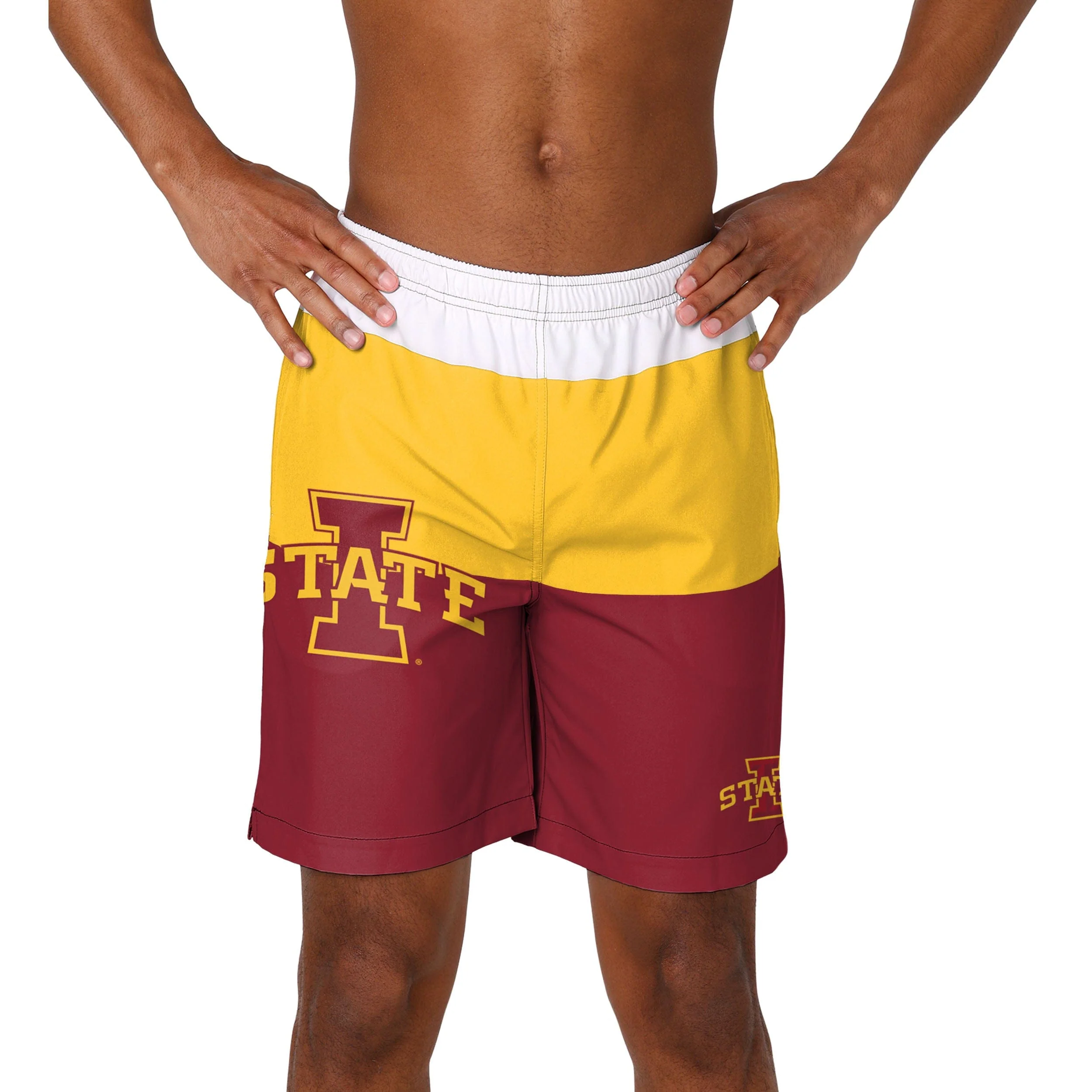 Iowa State Cyclones NCAA Mens 3 Stripe Big Logo Swimming Trunks - Image 2