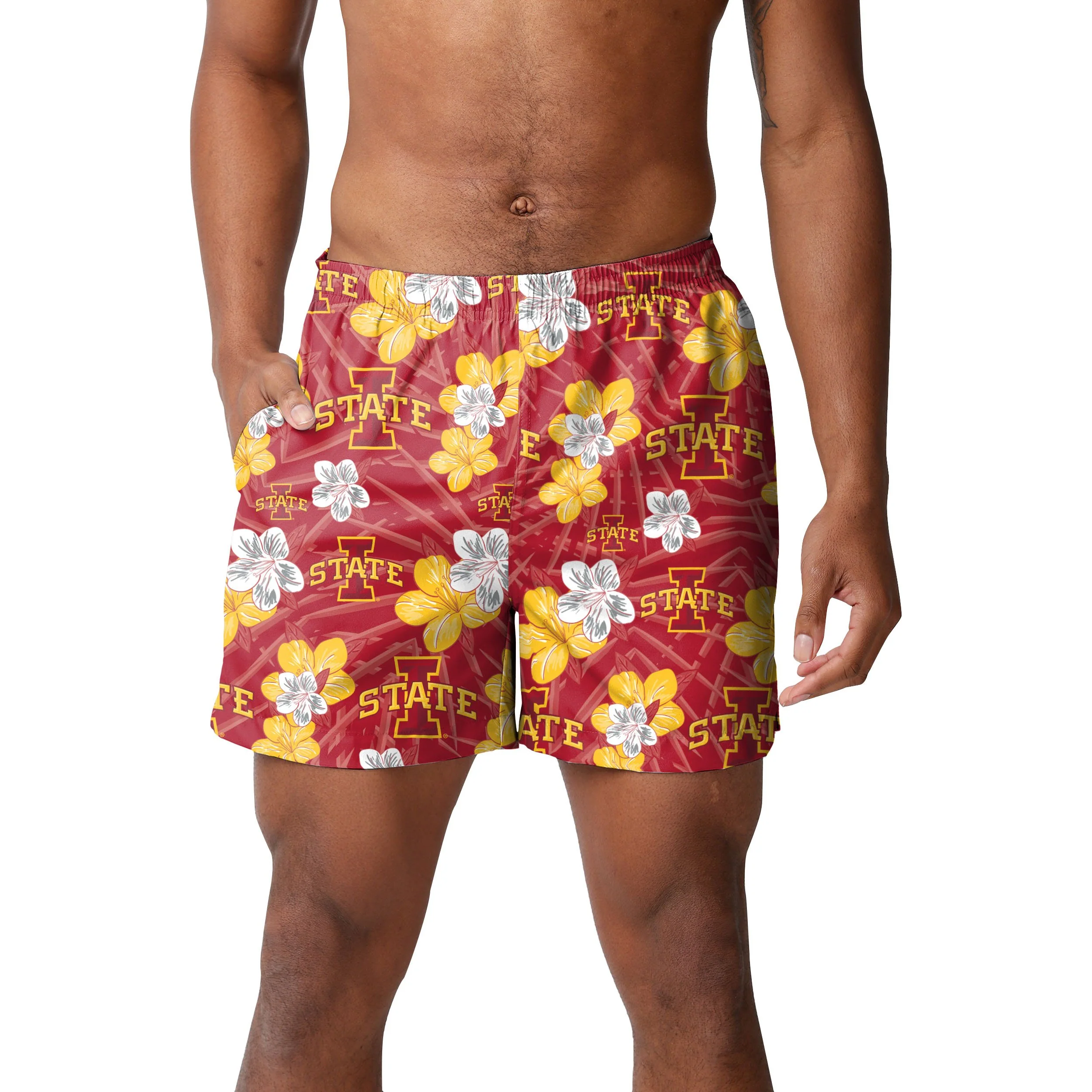 Iowa State Cyclones NCAA Mens Hibiscus Slim Fit 5.5" Swimming Trunks - Image 3