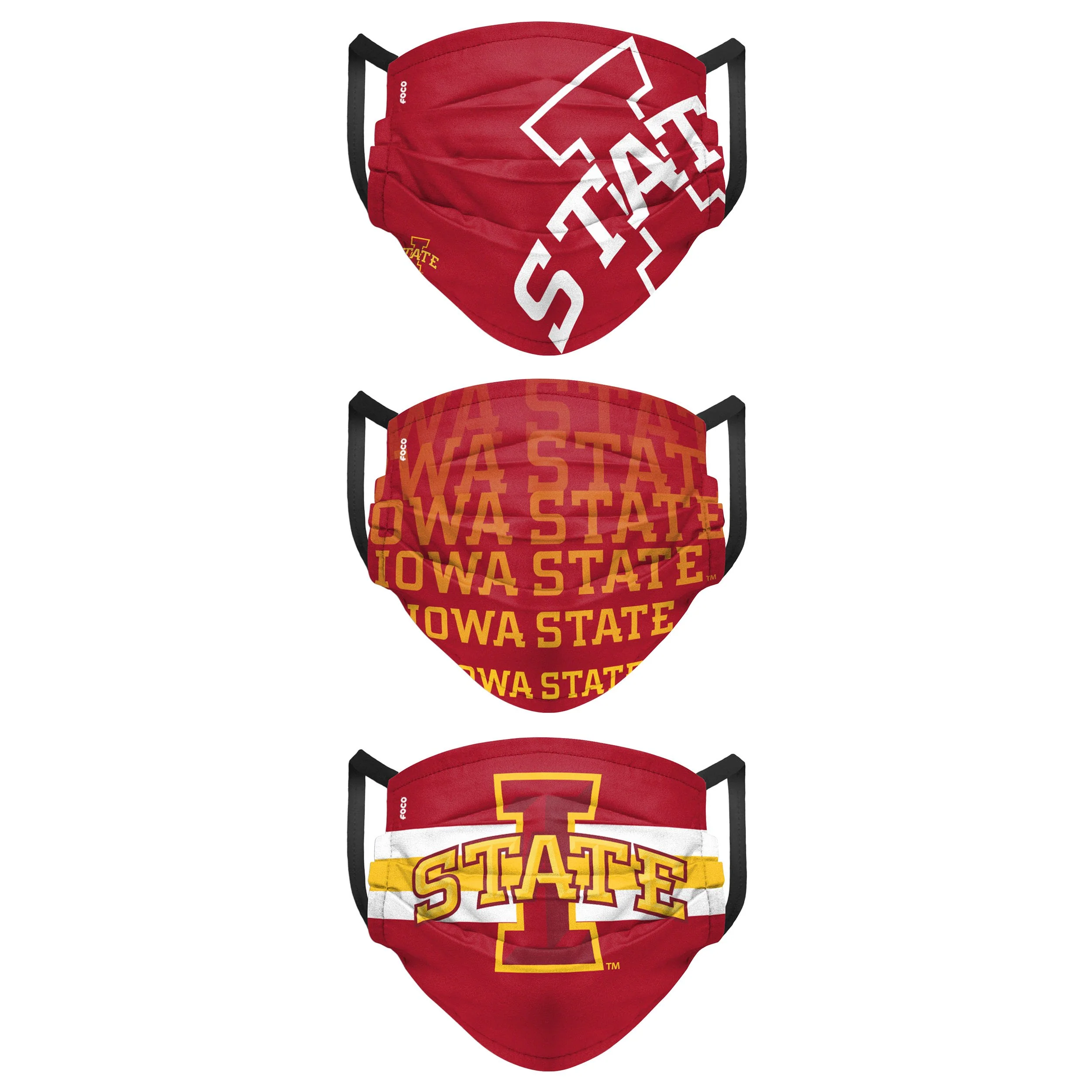 Iowa State Cyclones NCAA Mens Matchday 3 Pack Face Cover - Image 2