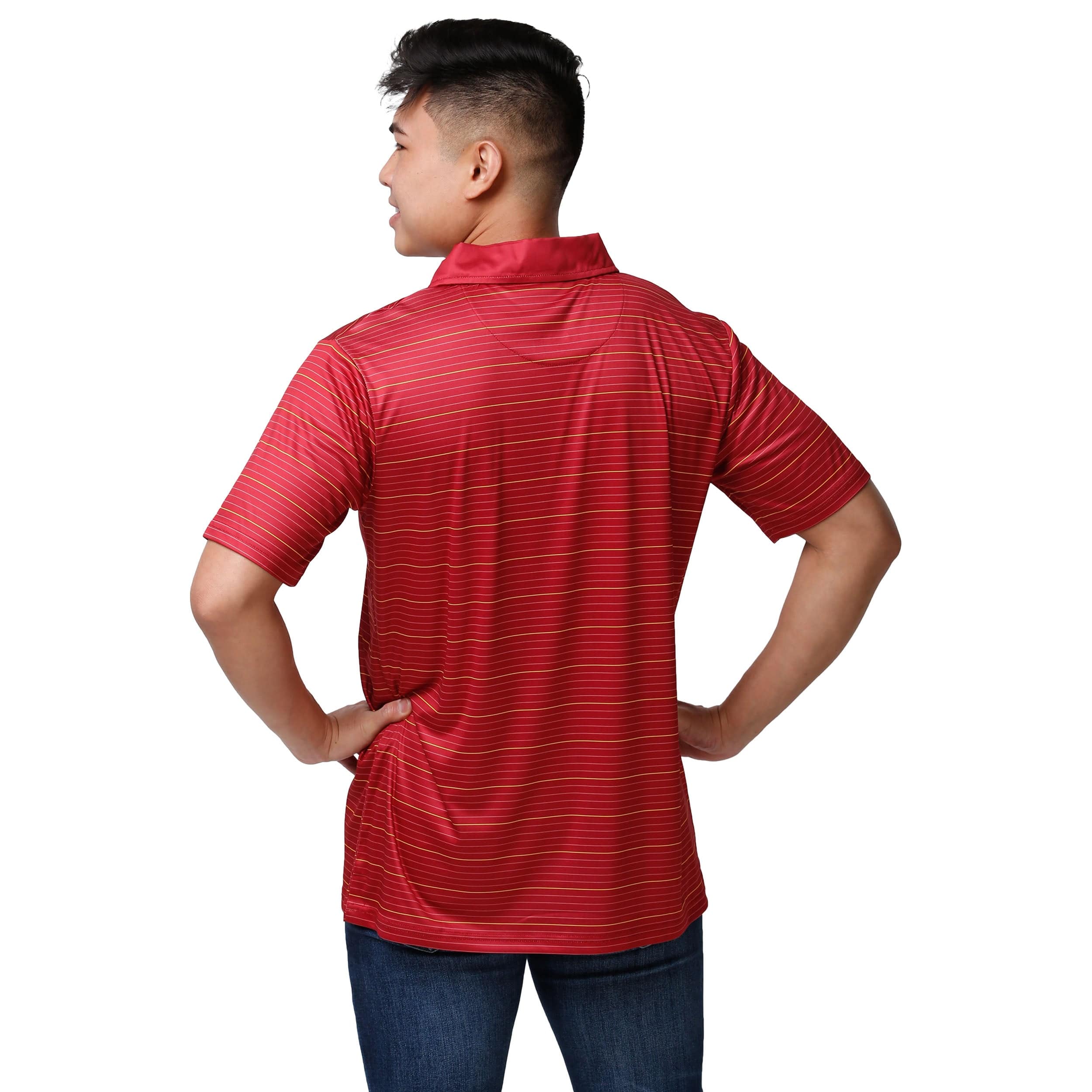 Iowa State Cyclones NCAA Mens Striped Polyester Polo - Image 2
