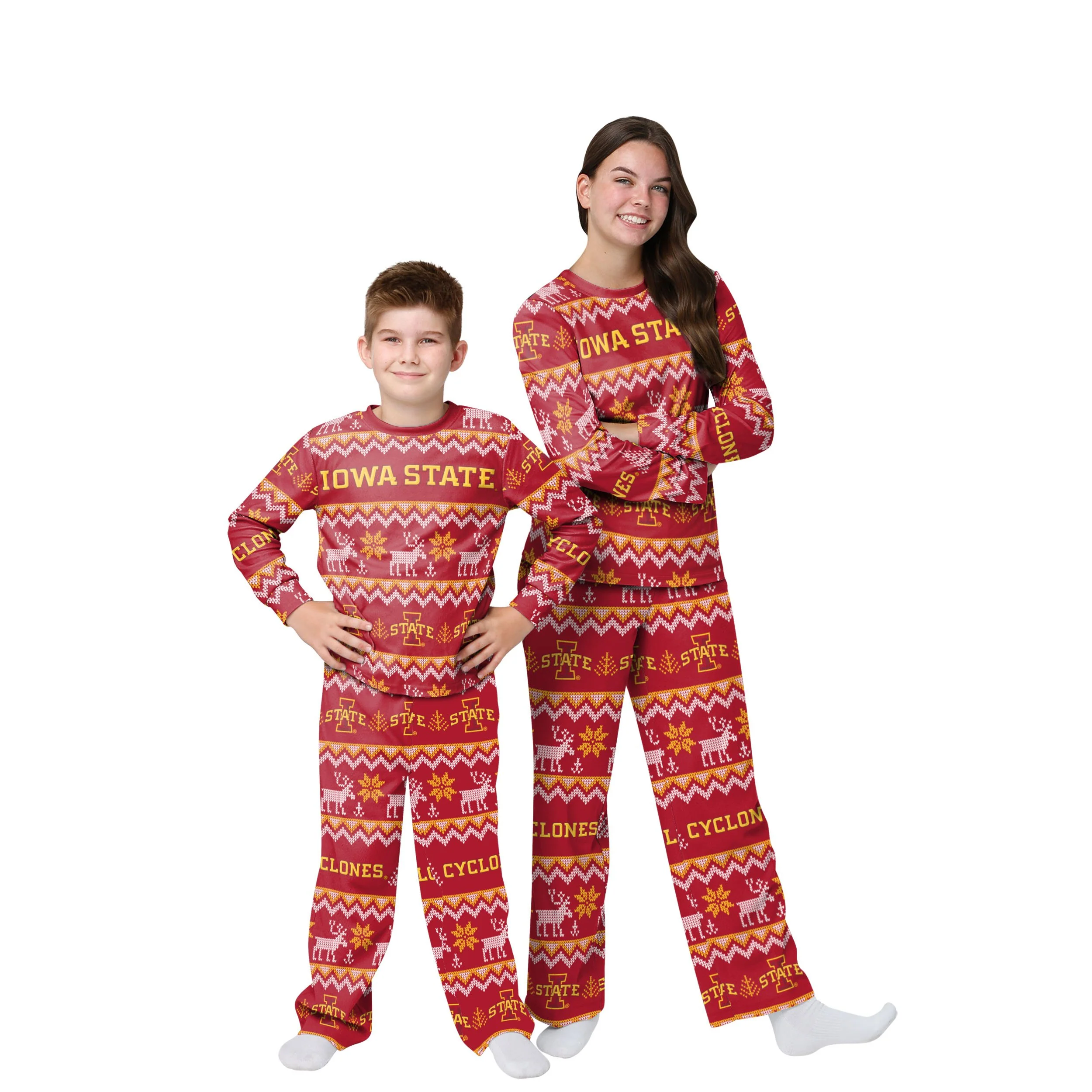 Iowa State Cyclones NCAA Ugly Pattern Family Holiday Pajamas - Image 4