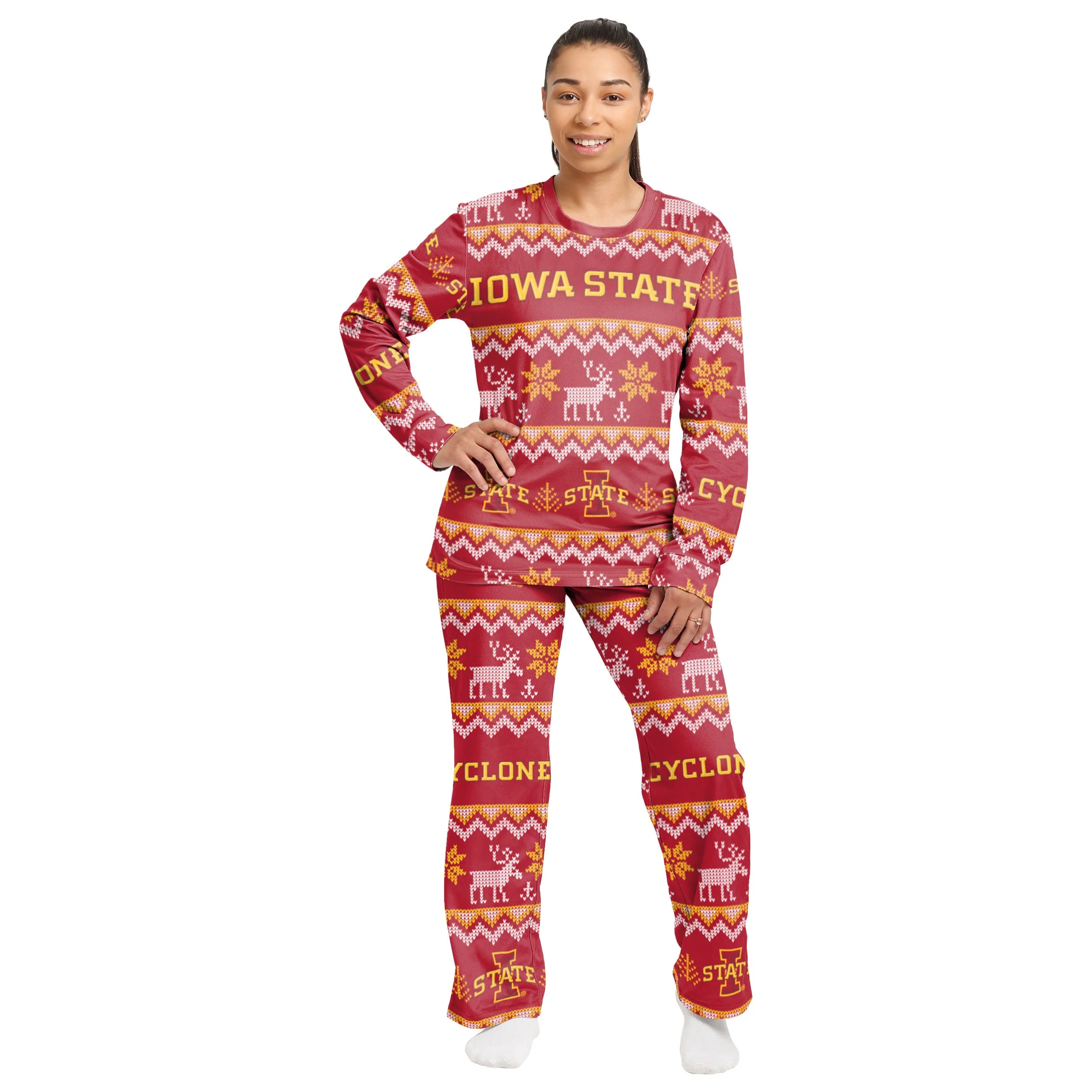 Iowa State Cyclones NCAA Ugly Pattern Family Holiday Pajamas - Image 5