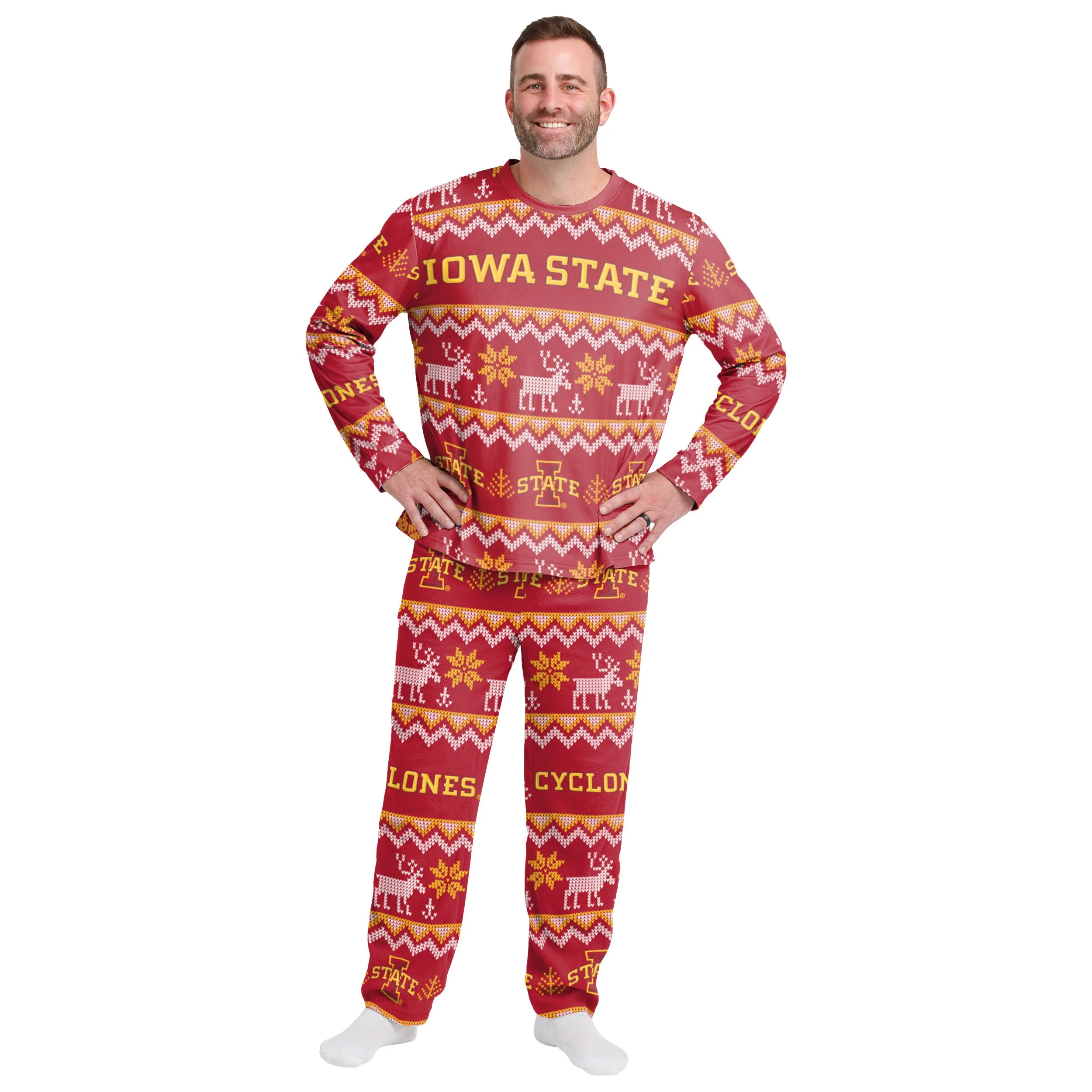 Iowa State Cyclones NCAA Ugly Pattern Family Holiday Pajamas - Image 6