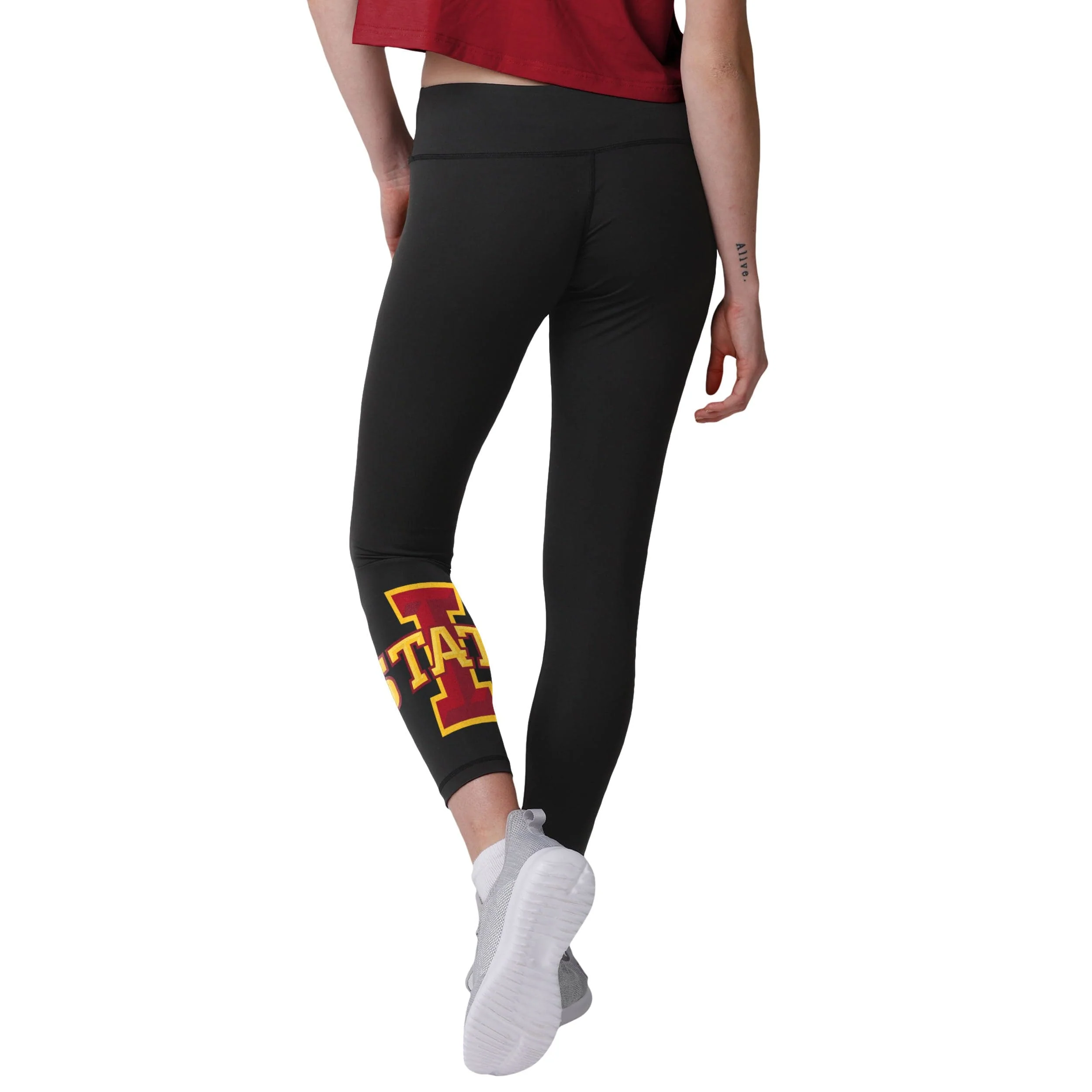 Iowa State Cyclones NCAA Womens Calf Logo Black Leggings - Image 2