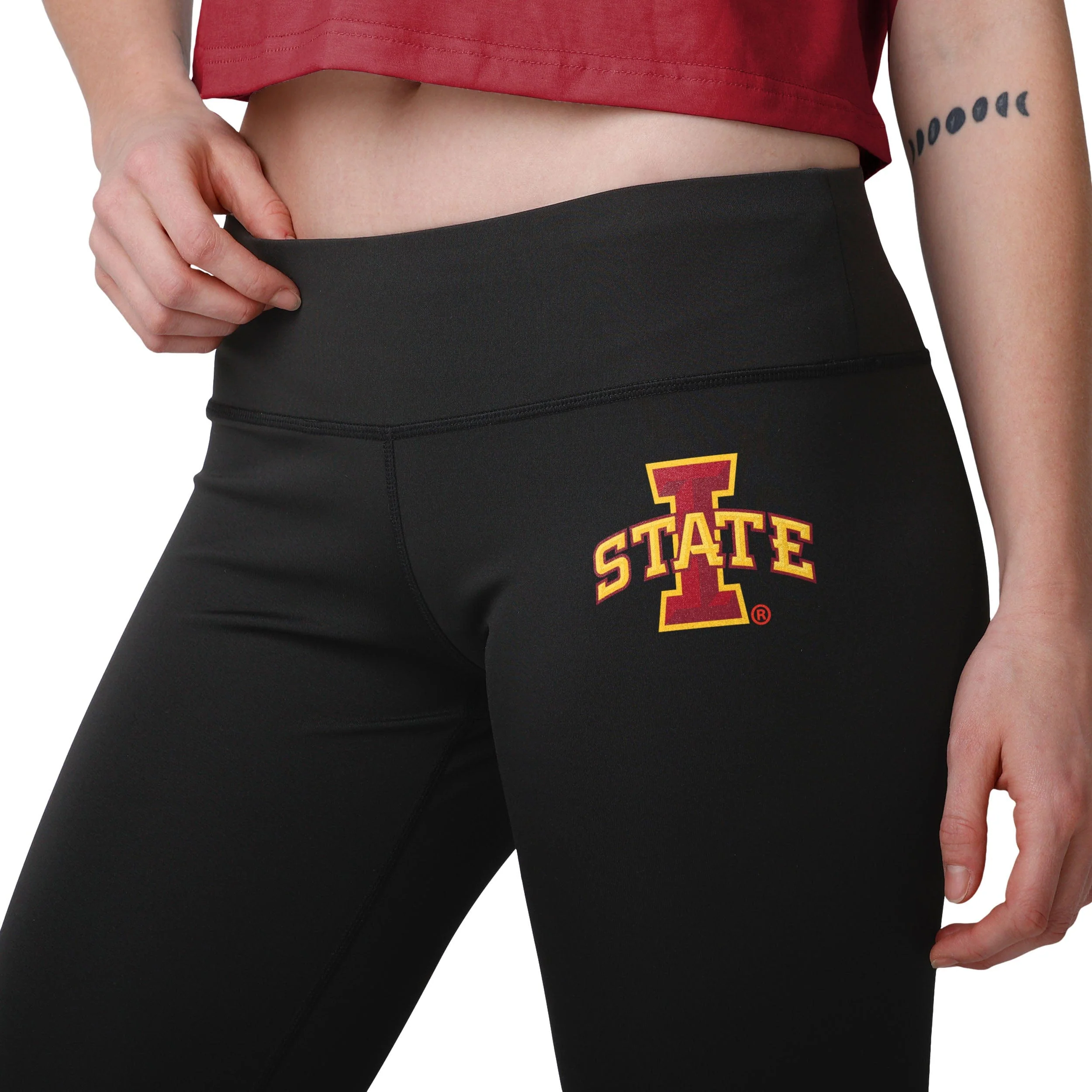 Iowa State Cyclones NCAA Womens Calf Logo Black Leggings - Image 3