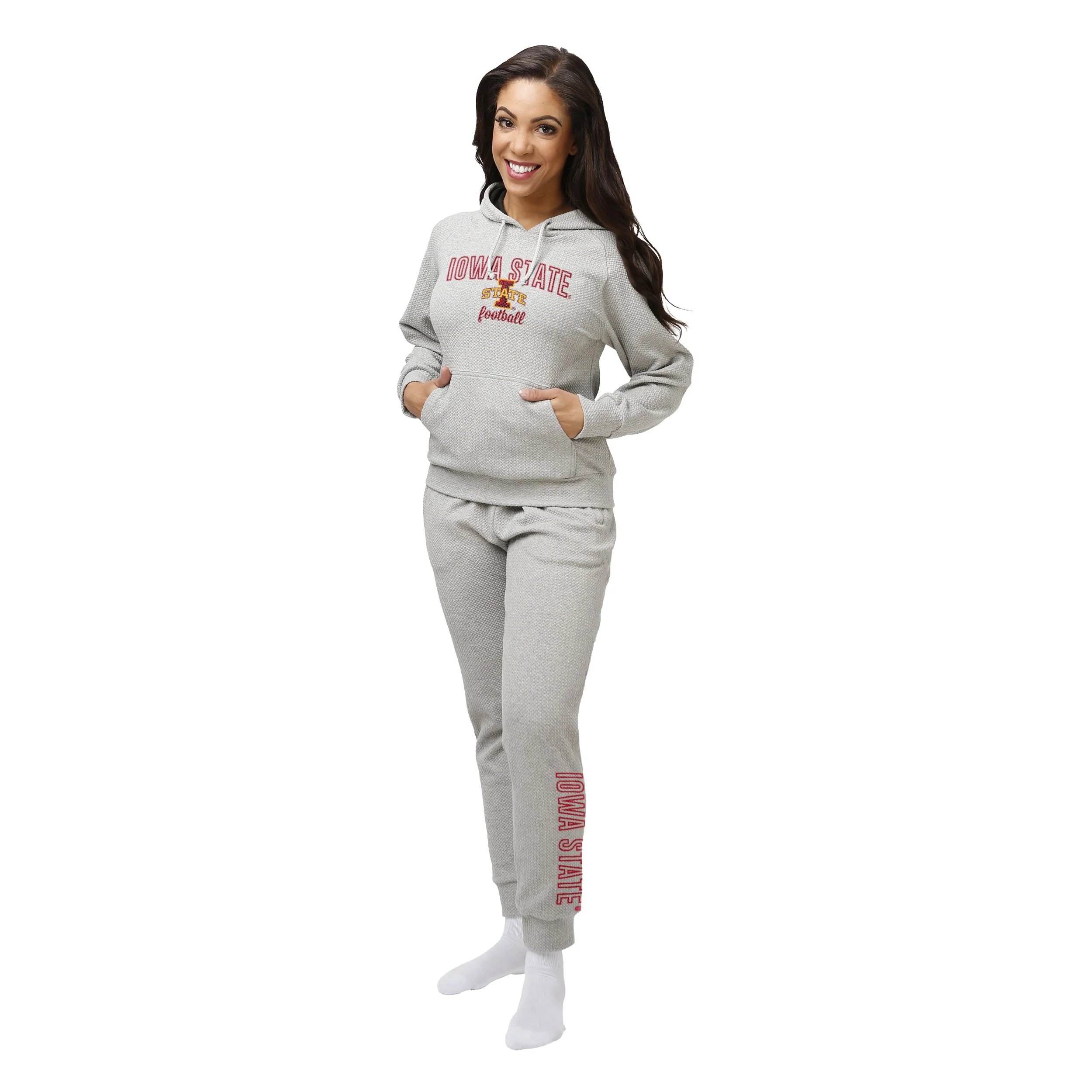 Iowa State Cyclones NCAA Womens Gray Woven Joggers - Image 2