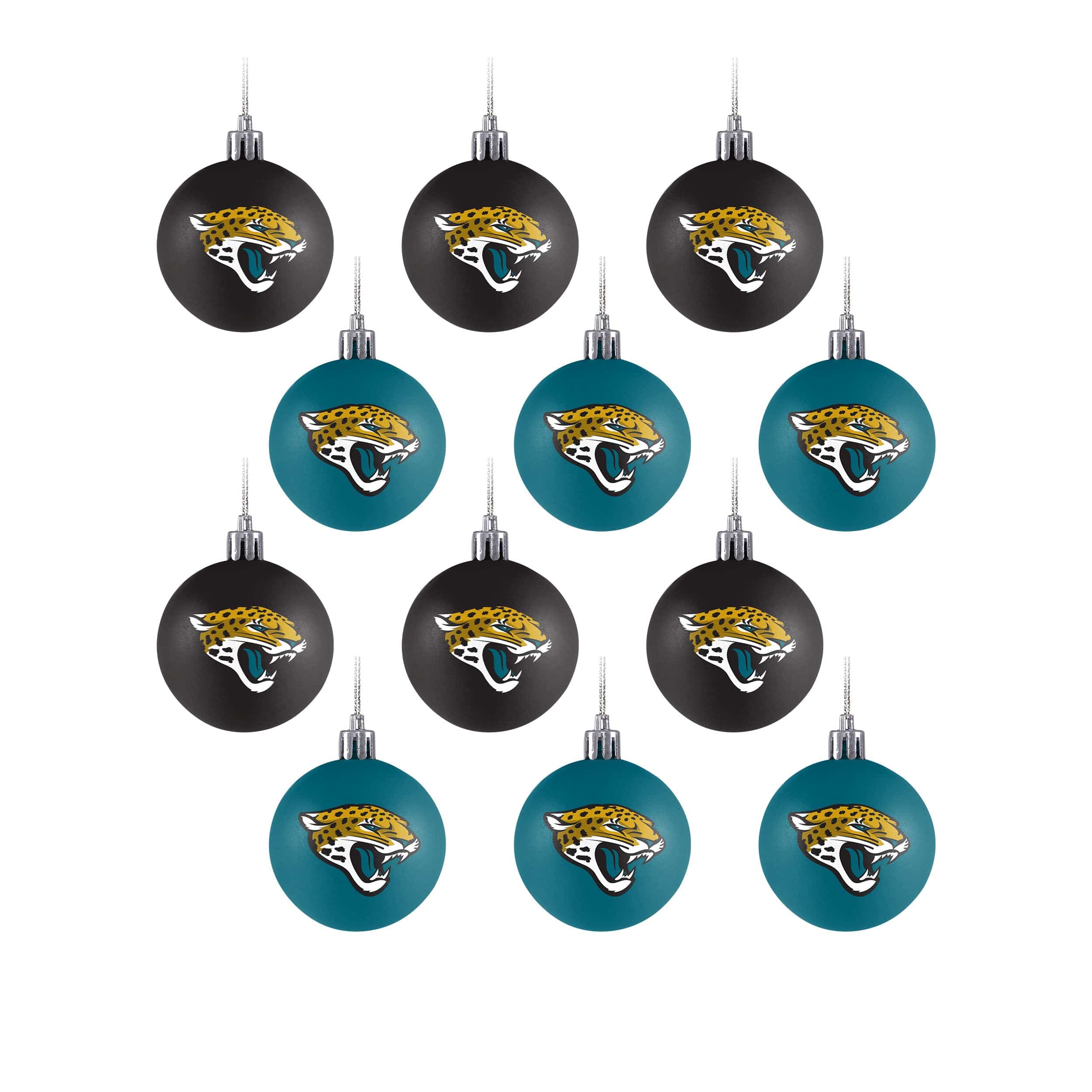Jacksonville Jaguars NFL 12 Pack Plastic Ball Ornament Set