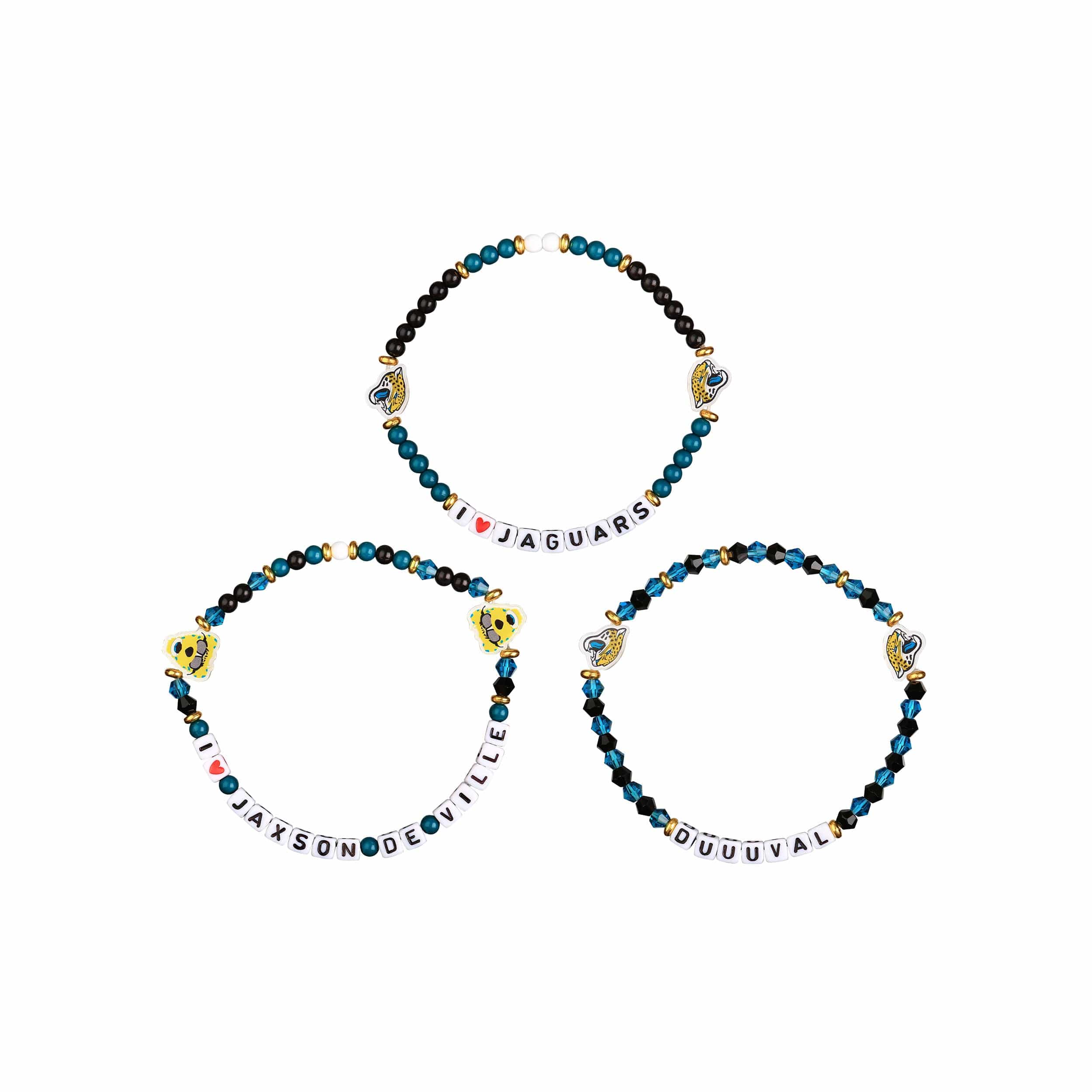 Jacksonville Jaguars NFL 3 Pack Friendship Bracelet - Image 3