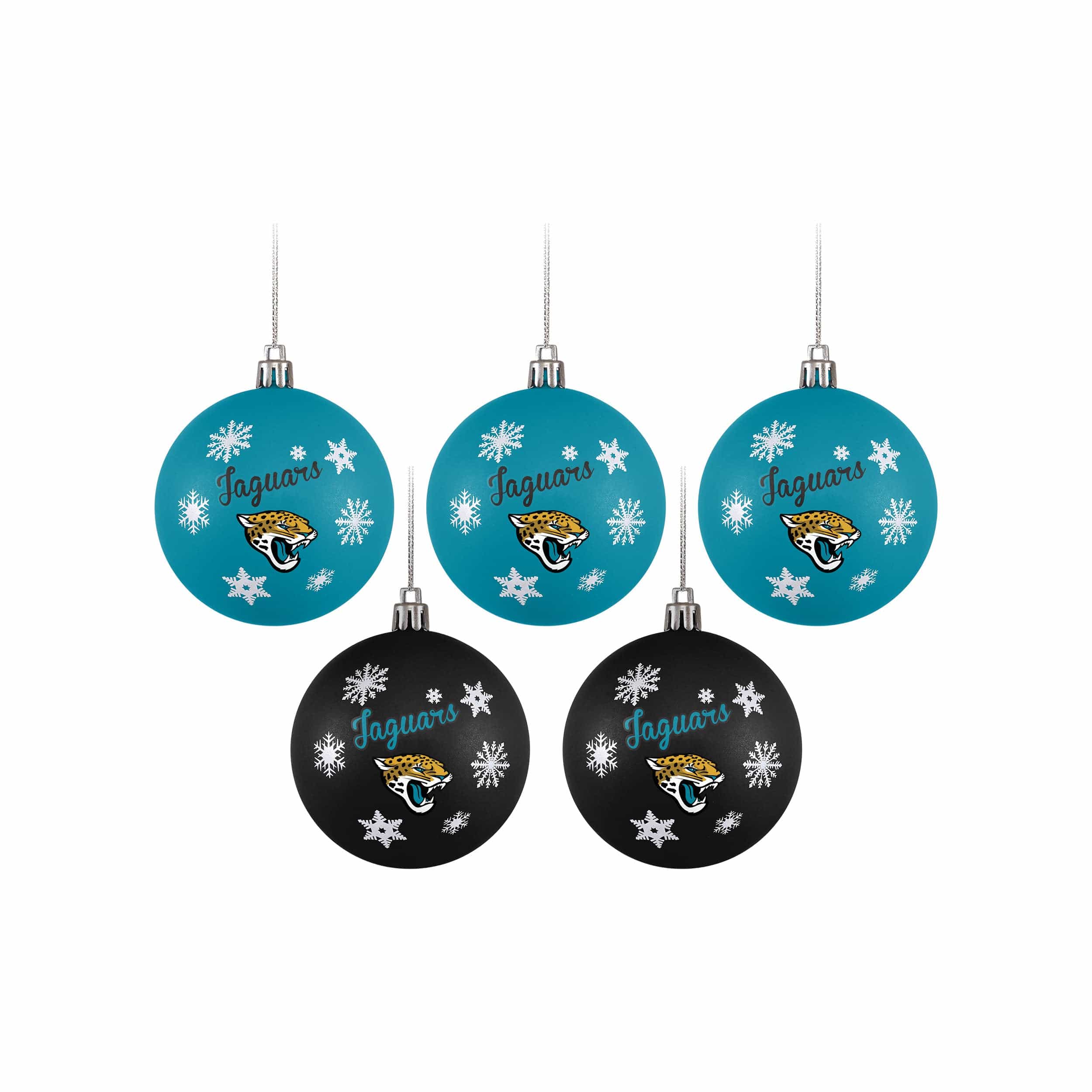 Jacksonville Jaguars NFL 5 Pack Shatterproof Ball Ornament Set