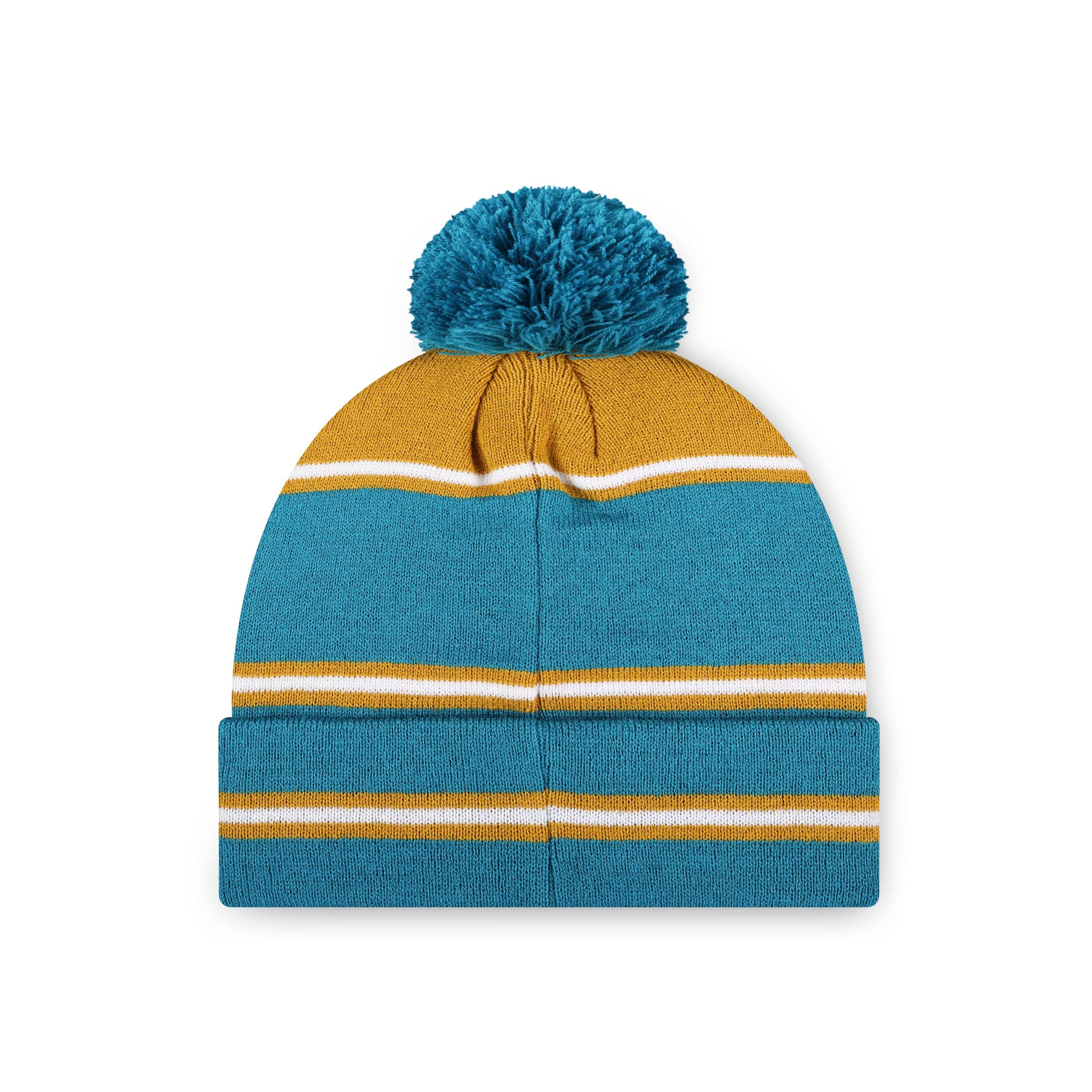 Jacksonville Jaguars NFL Big Wordmark Stripe Pom Beanie - Image 2