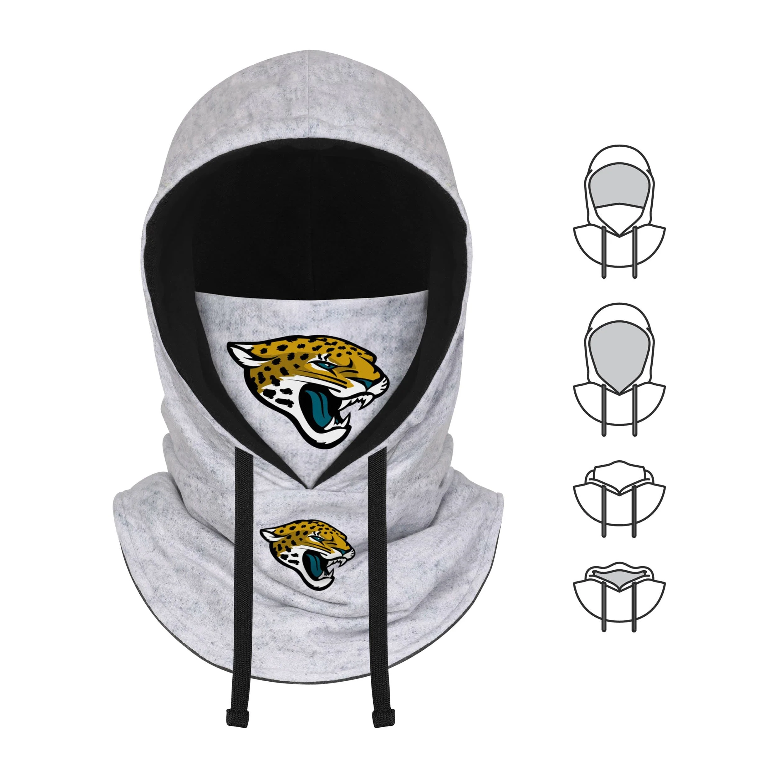 Jacksonville Jaguars NFL Heather Gray Drawstring Hooded Gaiter Scarf - Image 5