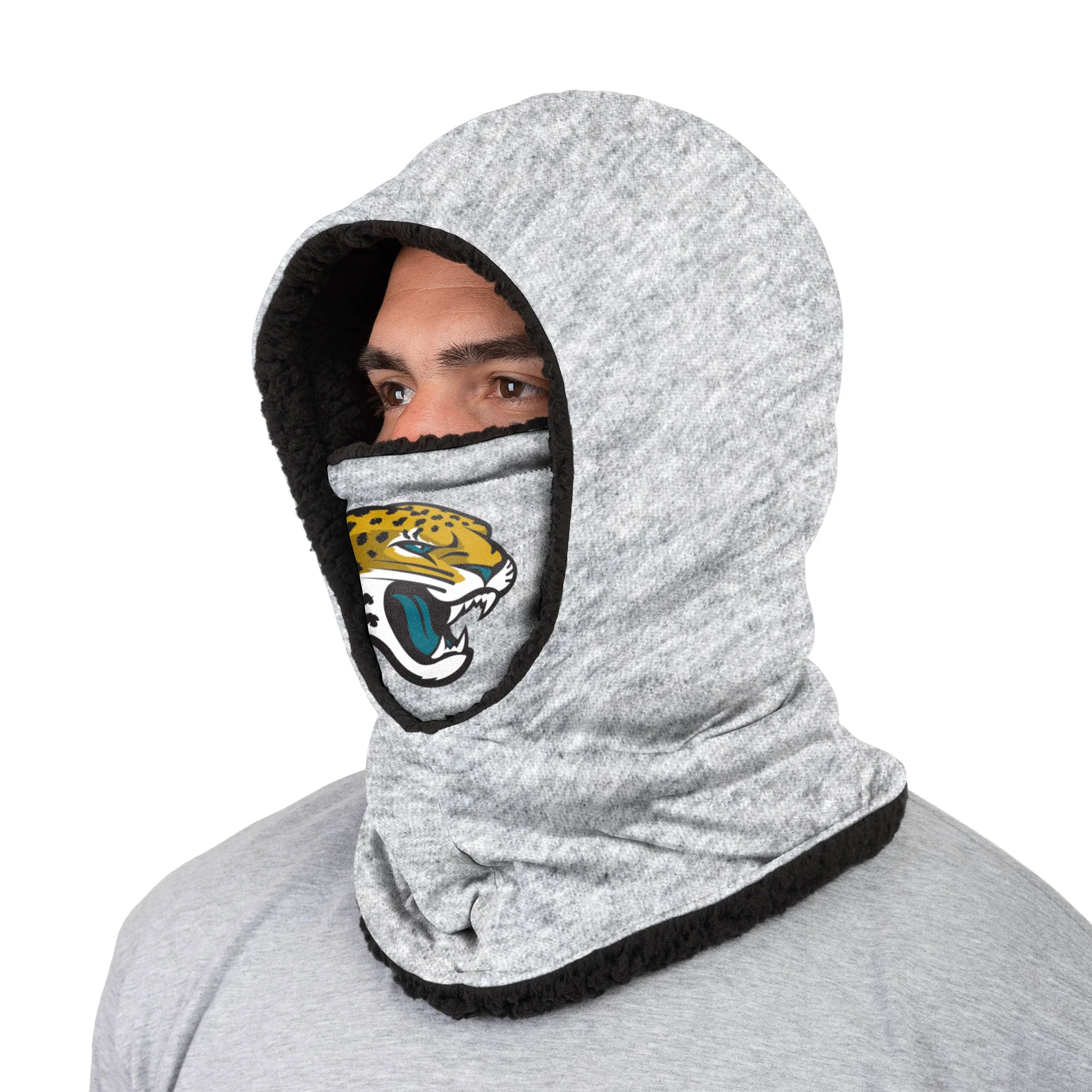 Jacksonville Jaguars NFL Heather Grey Big Logo Hooded Gaiter - Image 2