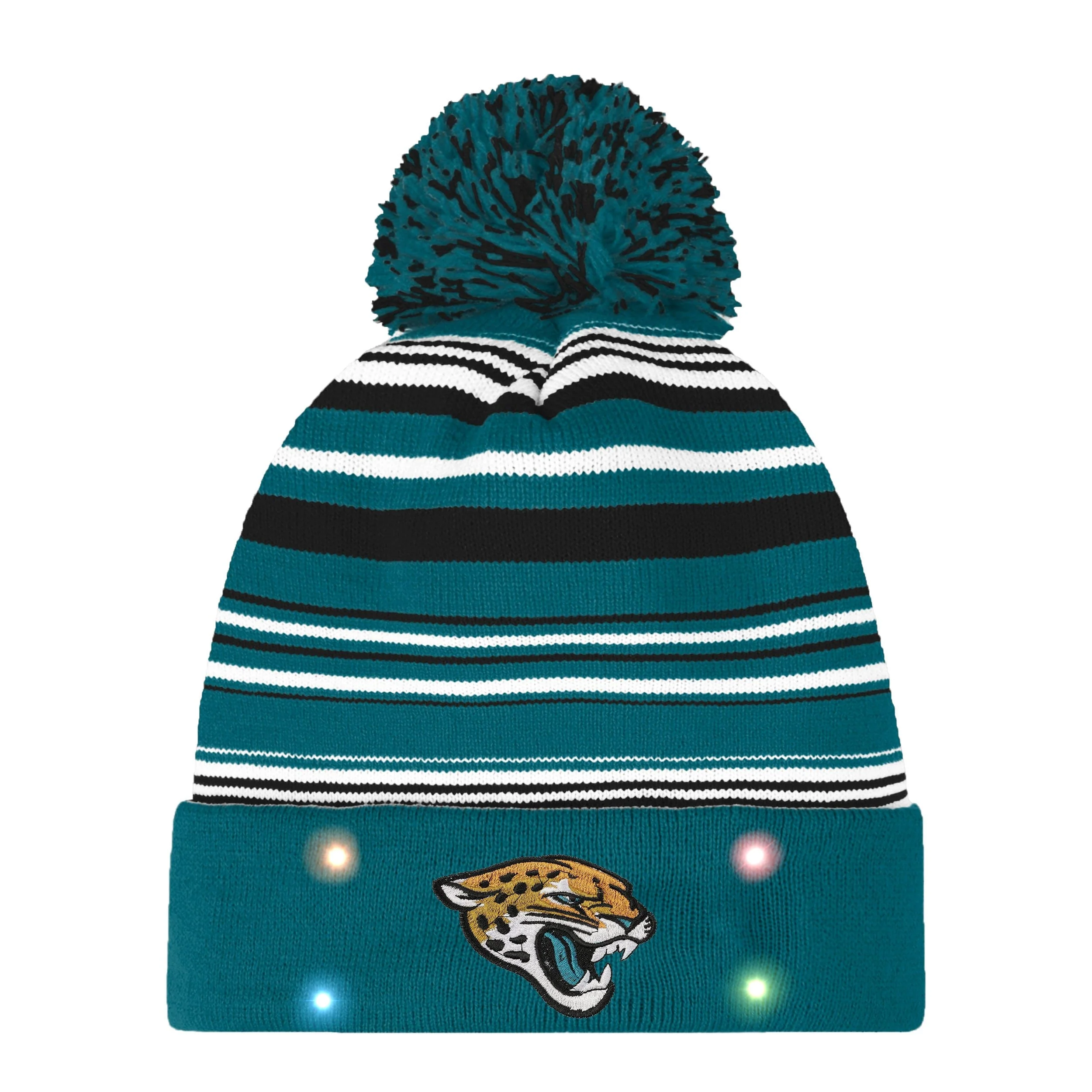 Jacksonville Jaguars NFL Horizontal Stripe Light Up Beanie - Image 2