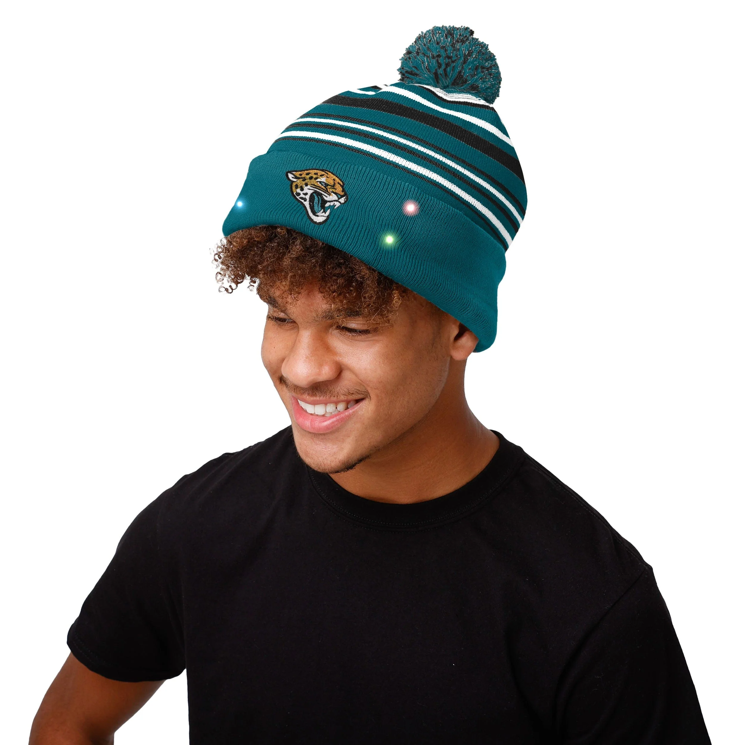 Jacksonville Jaguars NFL Horizontal Stripe Light Up Beanie - Image 3
