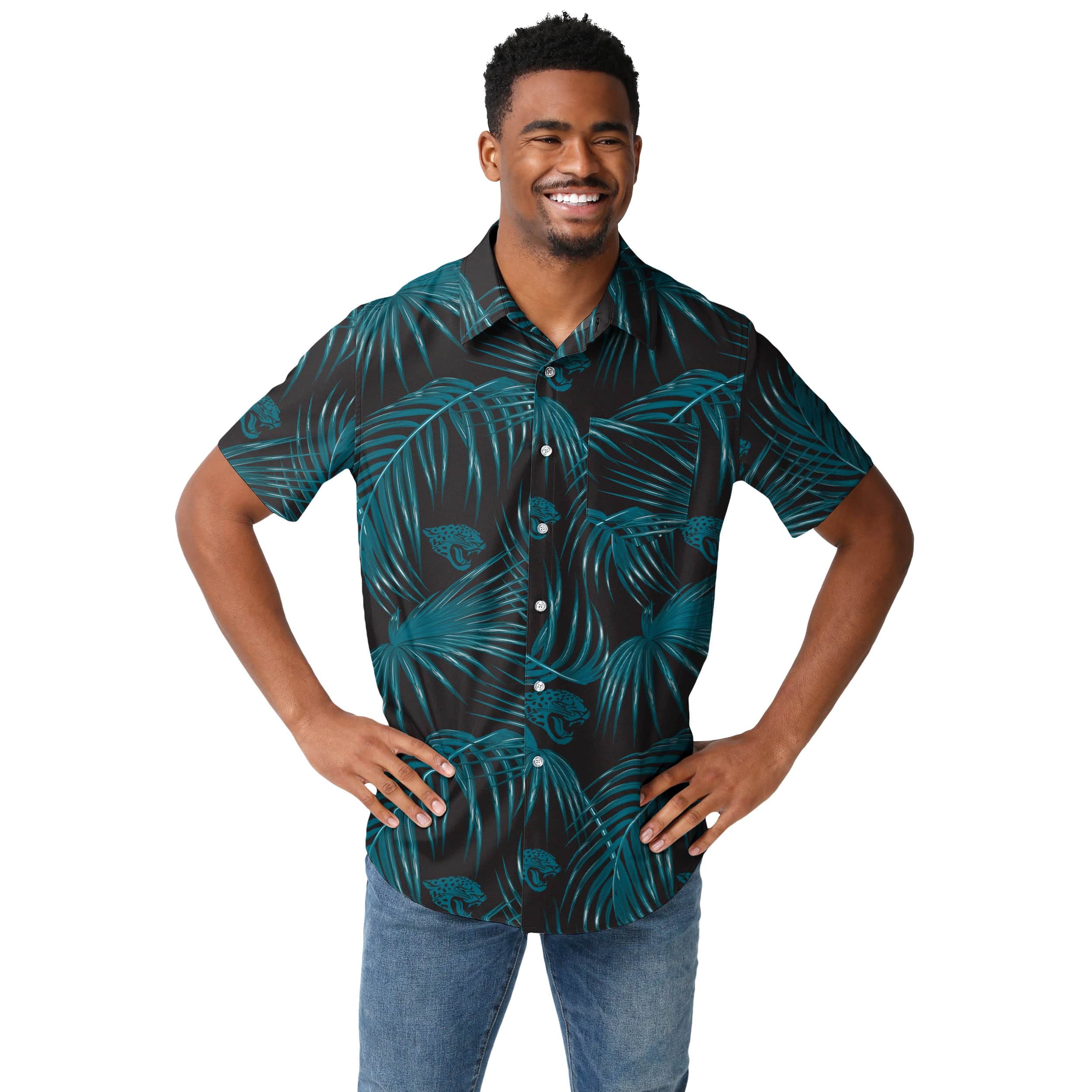 Jacksonville Jaguars NFL Mens Hawaiian Button Up Shirt - Image 2