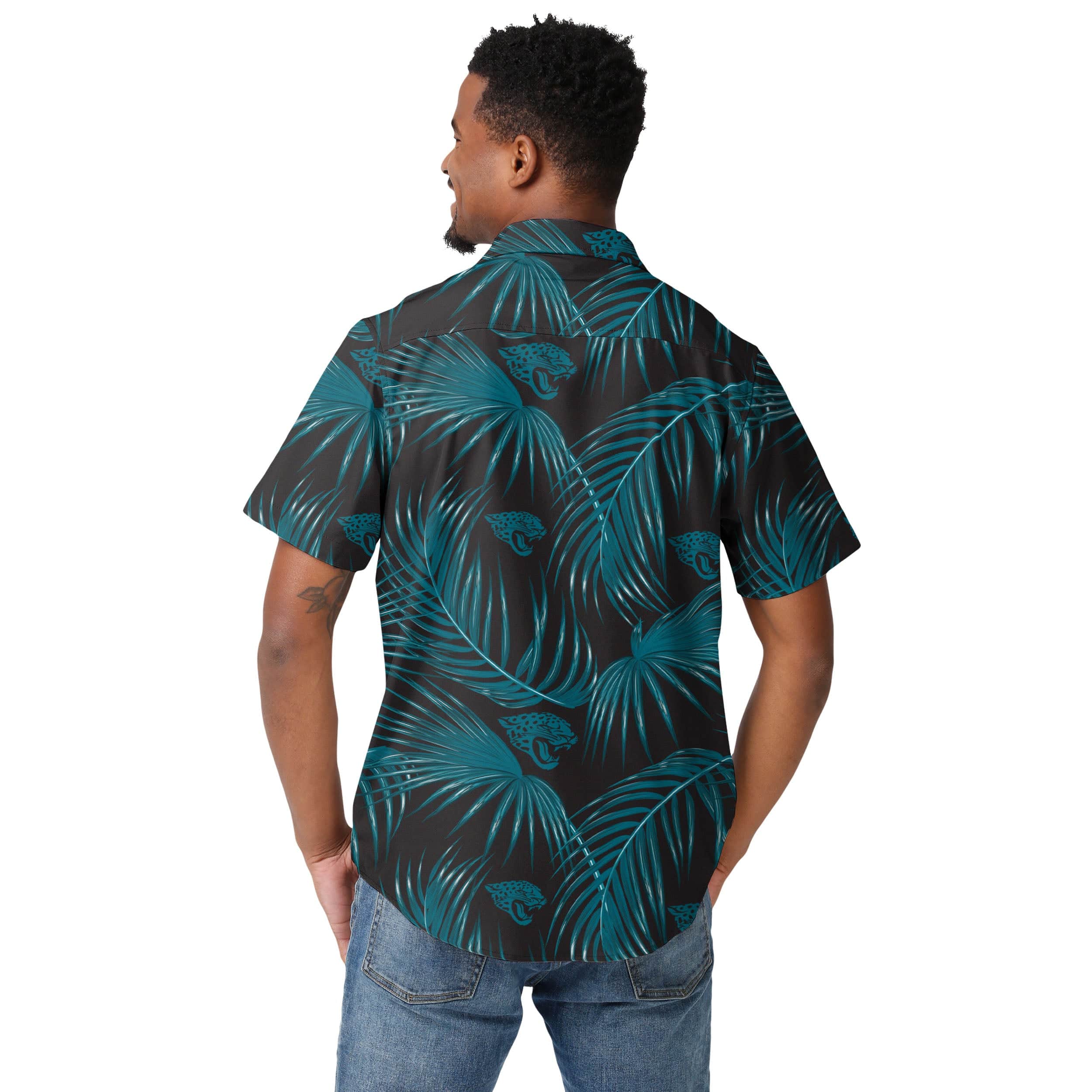 Jacksonville Jaguars NFL Mens Hawaiian Button Up Shirt - Image 3