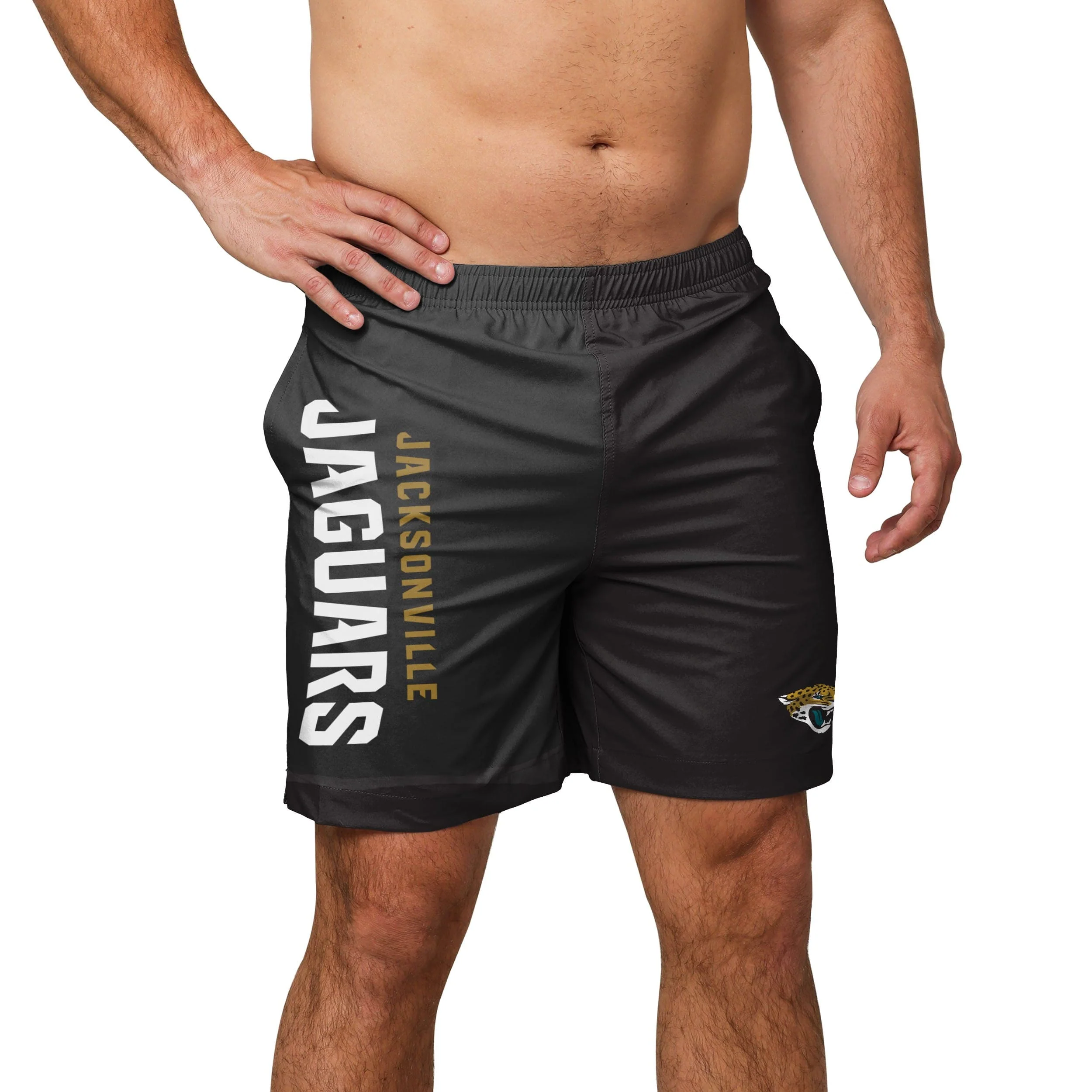 Jacksonville Jaguars NFL Mens Solid Wordmark Traditional Swimming Trunks - Image 2