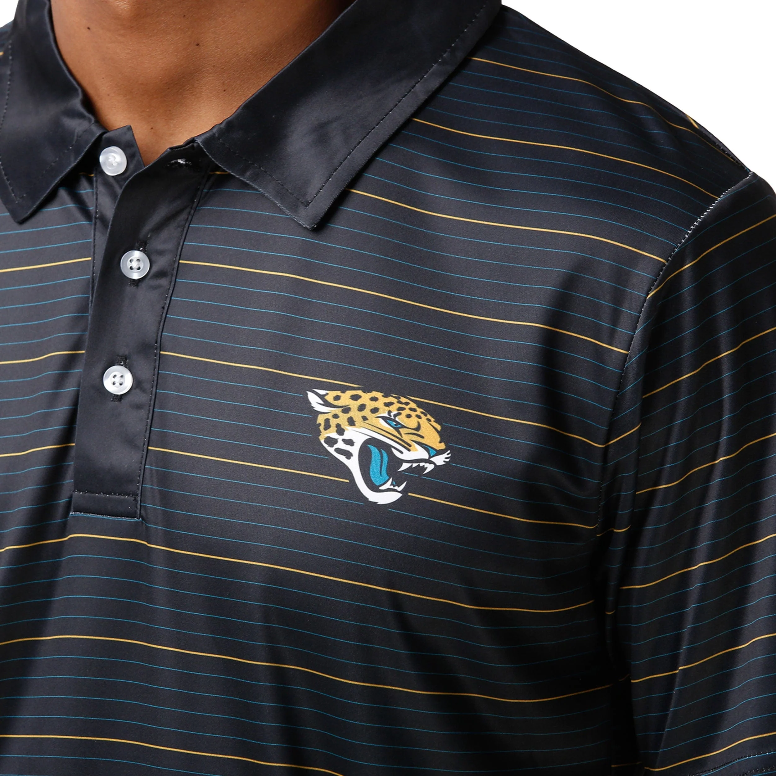Jacksonville Jaguars NFL Mens Striped Polyester Polo - Image 4