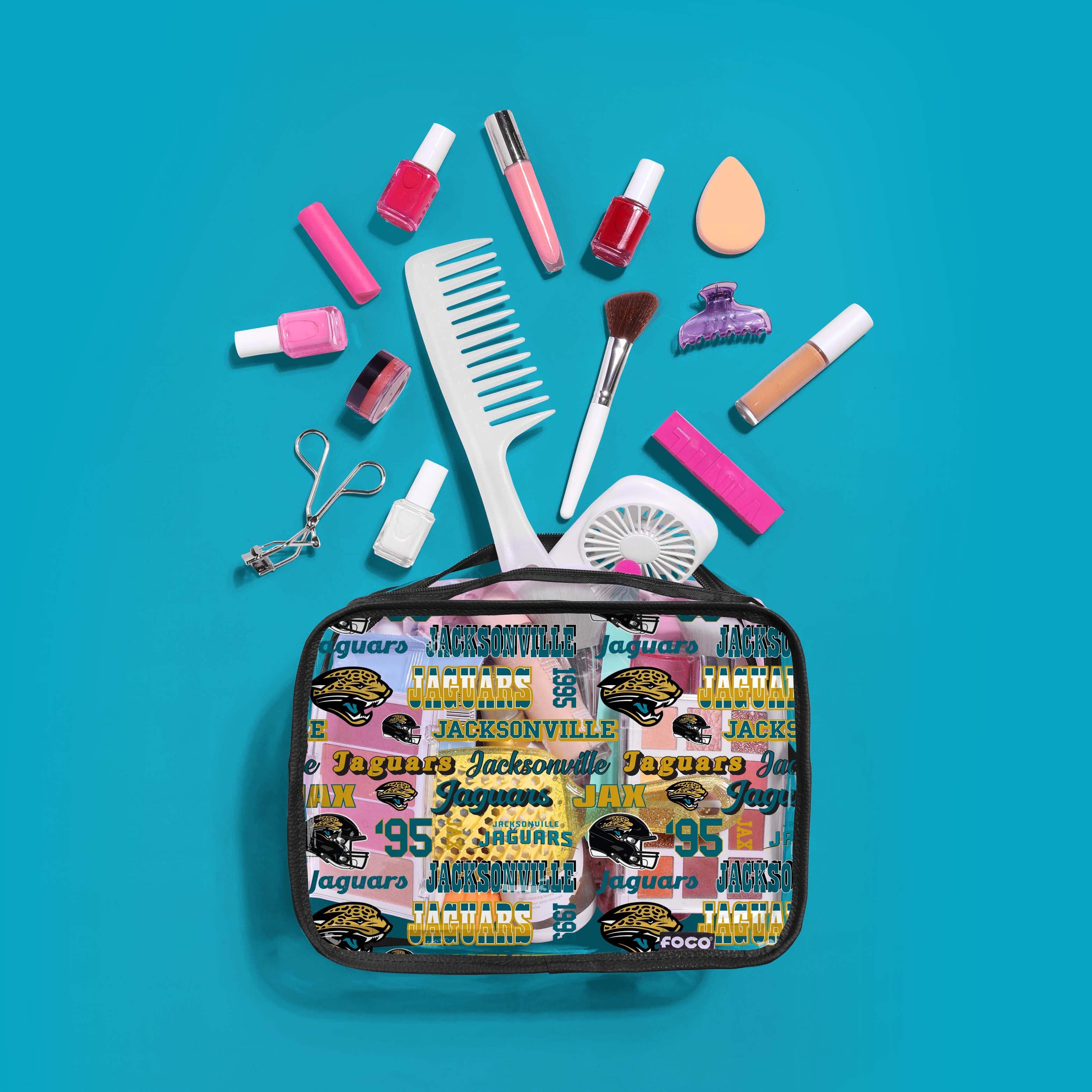 Jacksonville Jaguars NFL Repeat Retro Print Clear Cosmetic Bag - Image 2