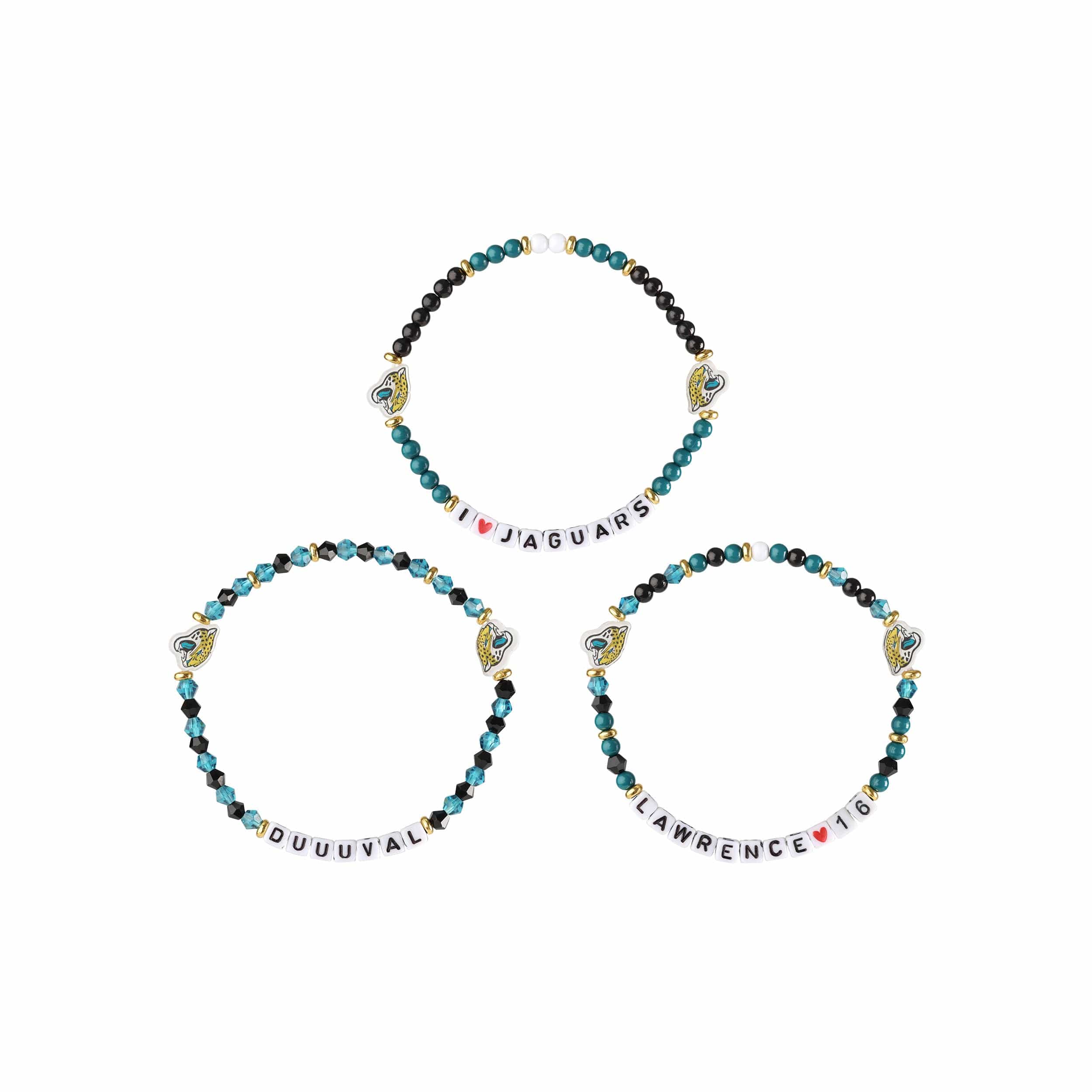 Jacksonville Jaguars NFL Trevor Lawrence 3 Pack Player Friendship Bracelet - Image 3