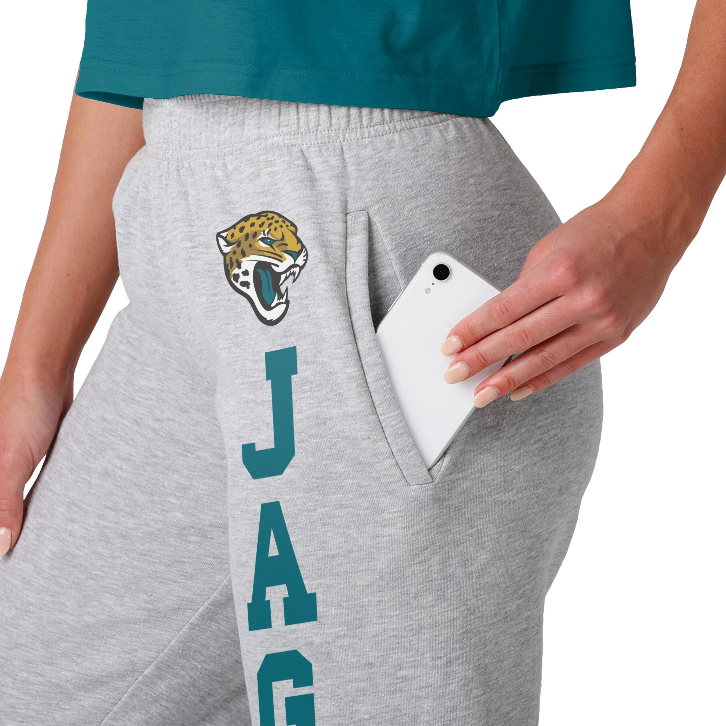 Jacksonville Jaguars NFL Womens Big Wordmark Gray Sweatpants - Image 3