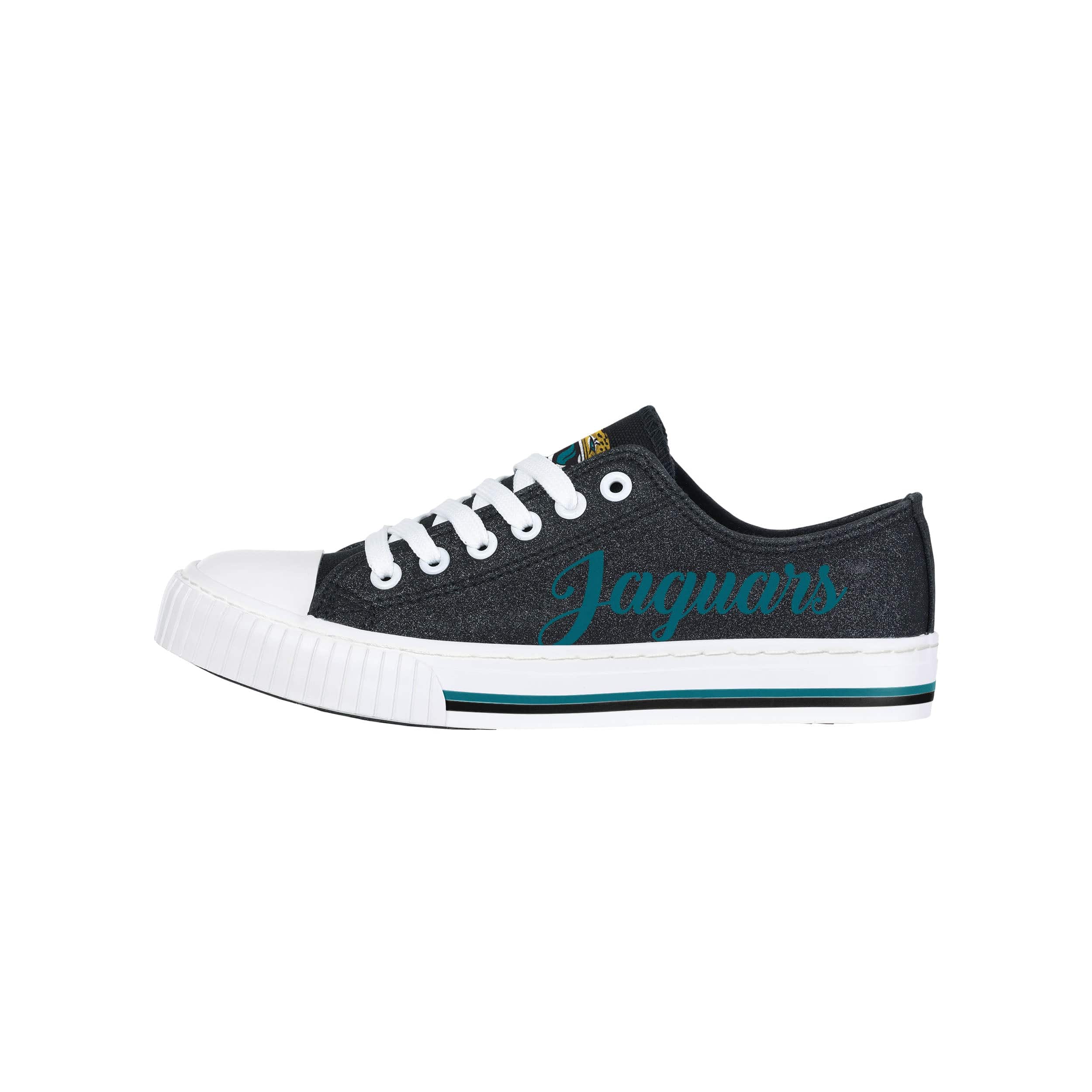 Jacksonville Jaguars NFL Womens Color Glitter Low Top Canvas Shoes - Image 2