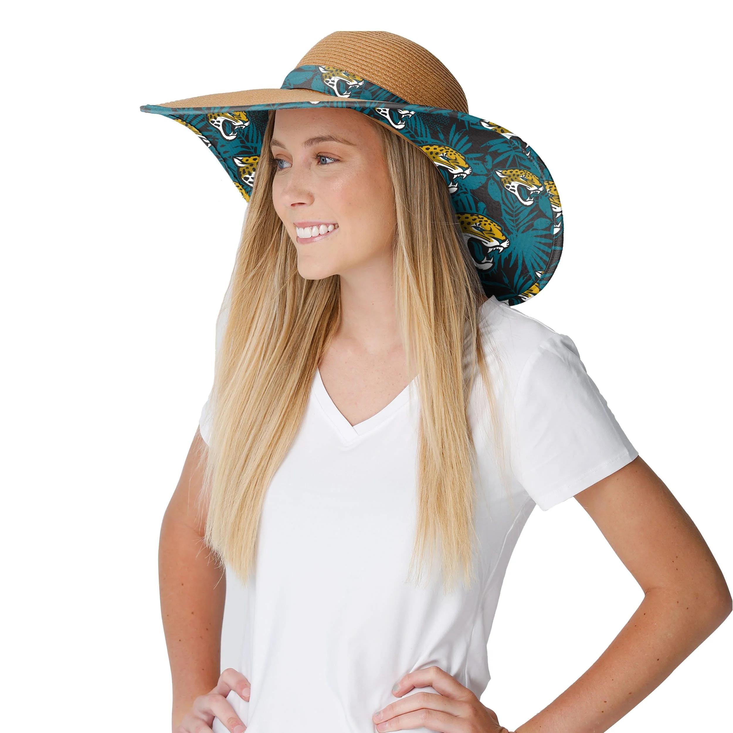 Jacksonville Jaguars NFL Womens Floral Straw Hat - Image 3