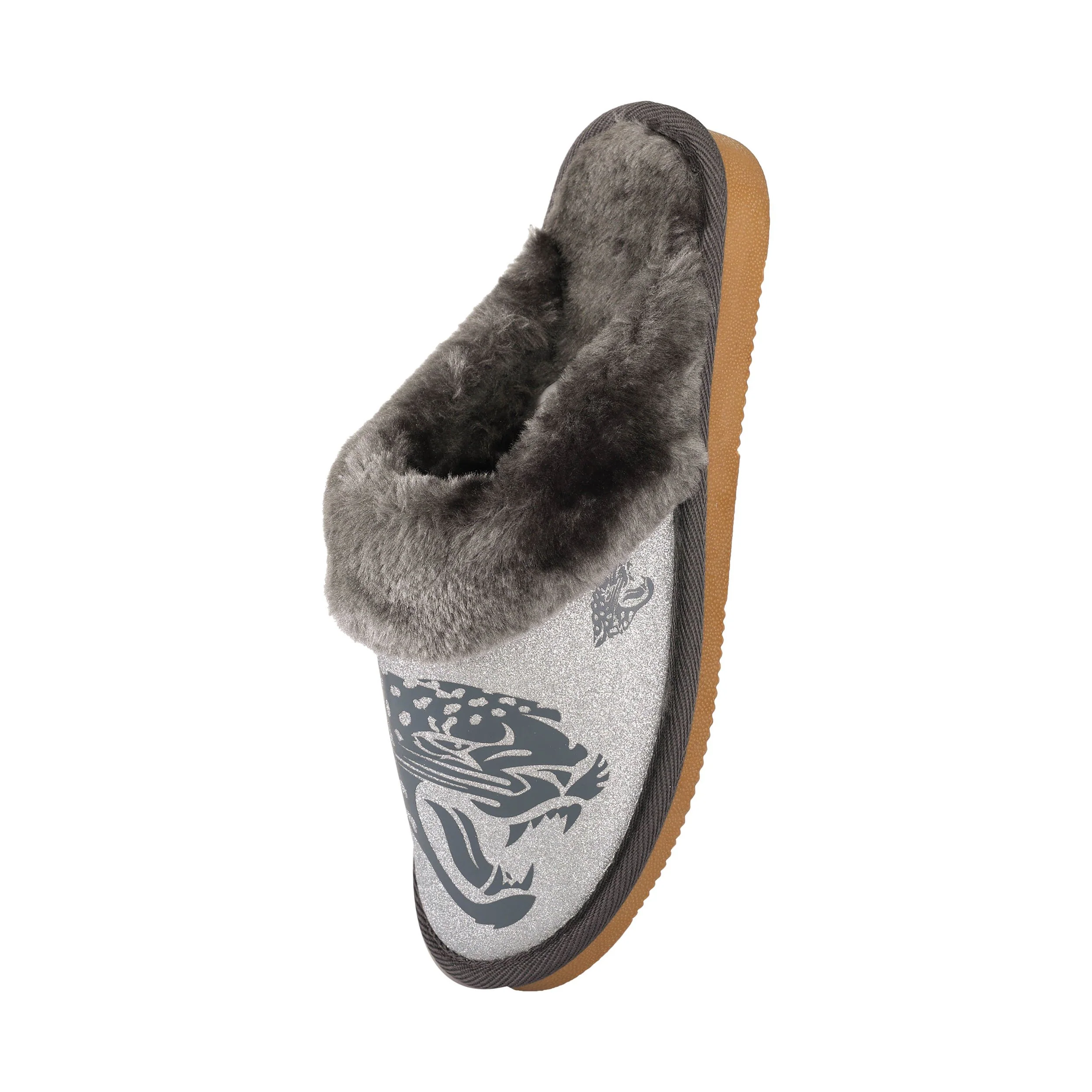 Jacksonville Jaguars NFL Womens Glitter Open Back Fur Moccasin Slippers - Image 3