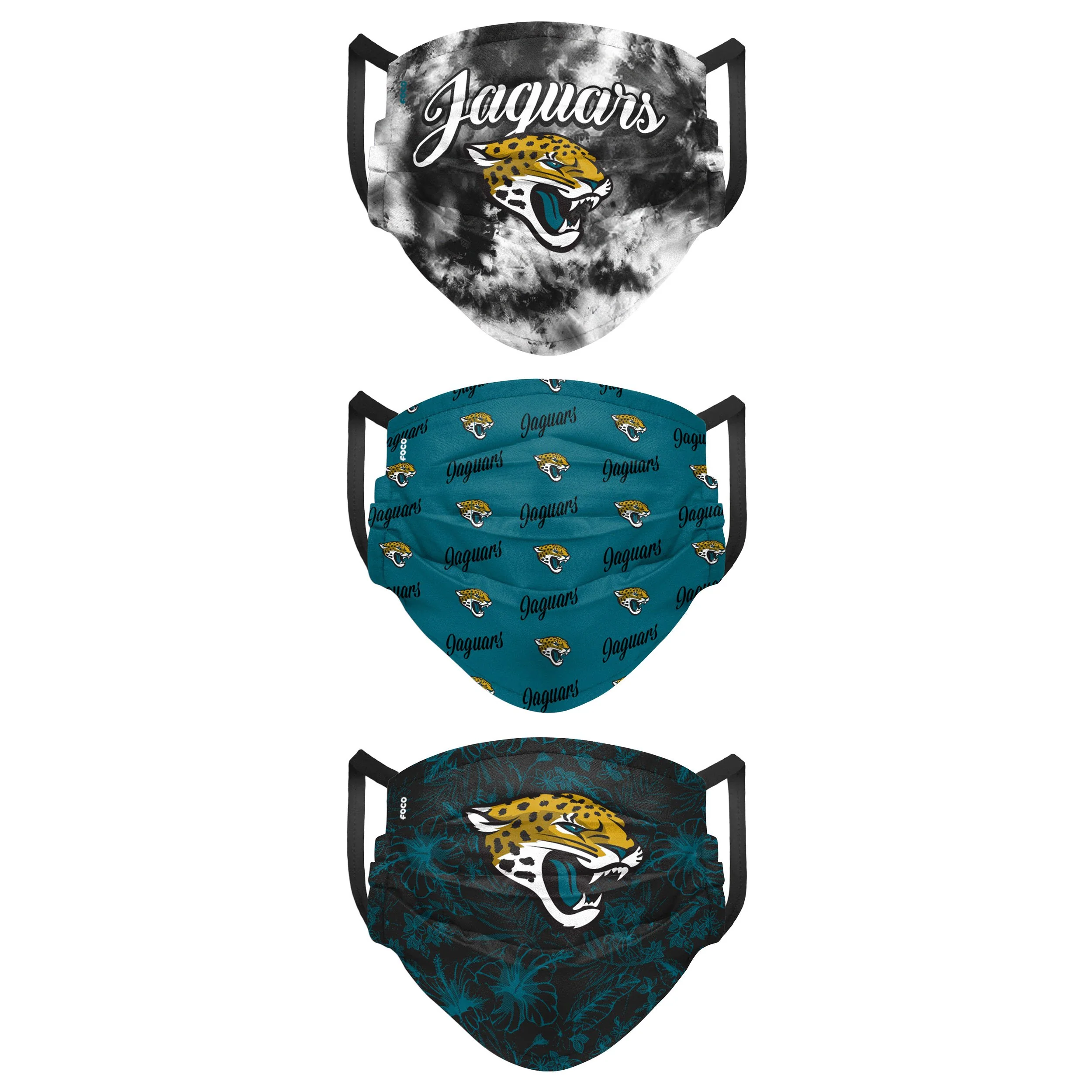 Jacksonville Jaguars NFL Womens Matchday 3 Pack Face Cover - Image 2