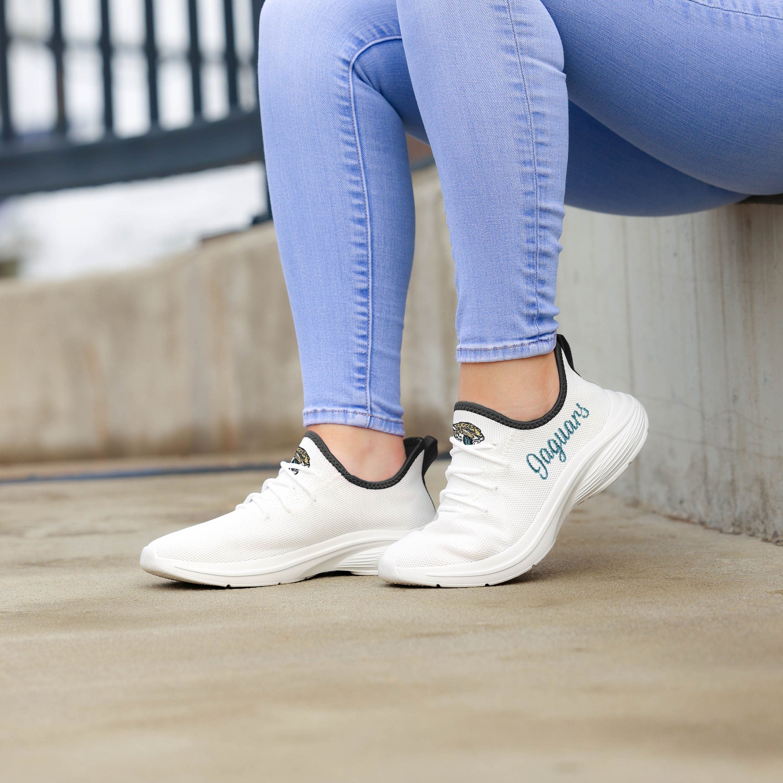Jacksonville Jaguars NFL Womens Midsole White Sneakers - Image 3