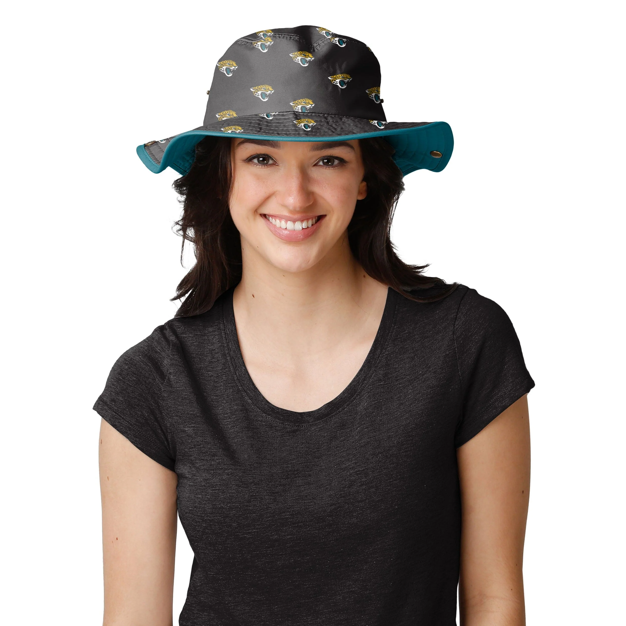 Jacksonville Jaguars NFL Womens Mini Print Hybrid Boonie Hat - Image 2