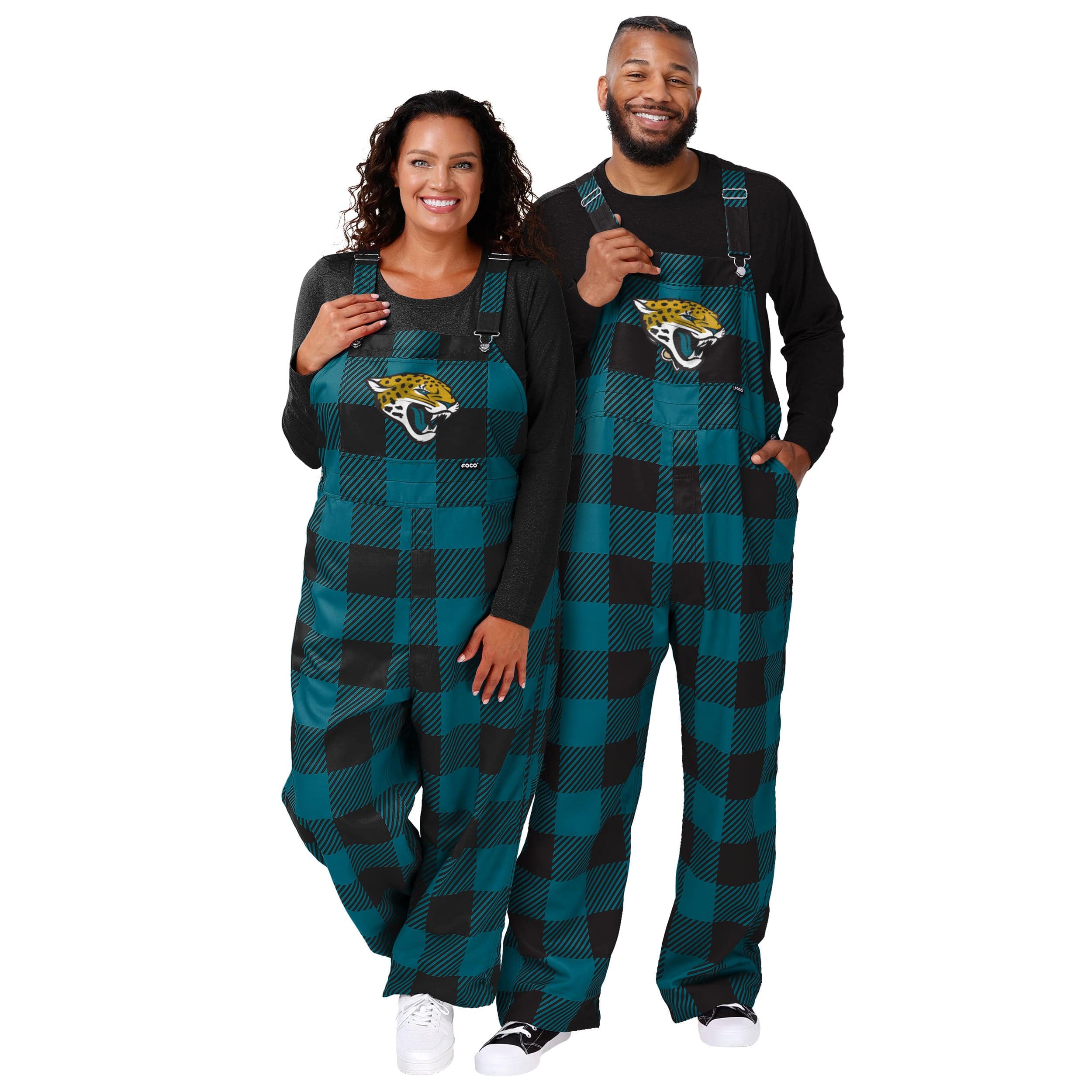 Jacksonville Jaguars NFL Womens Plaid Bib Overalls - Image 3