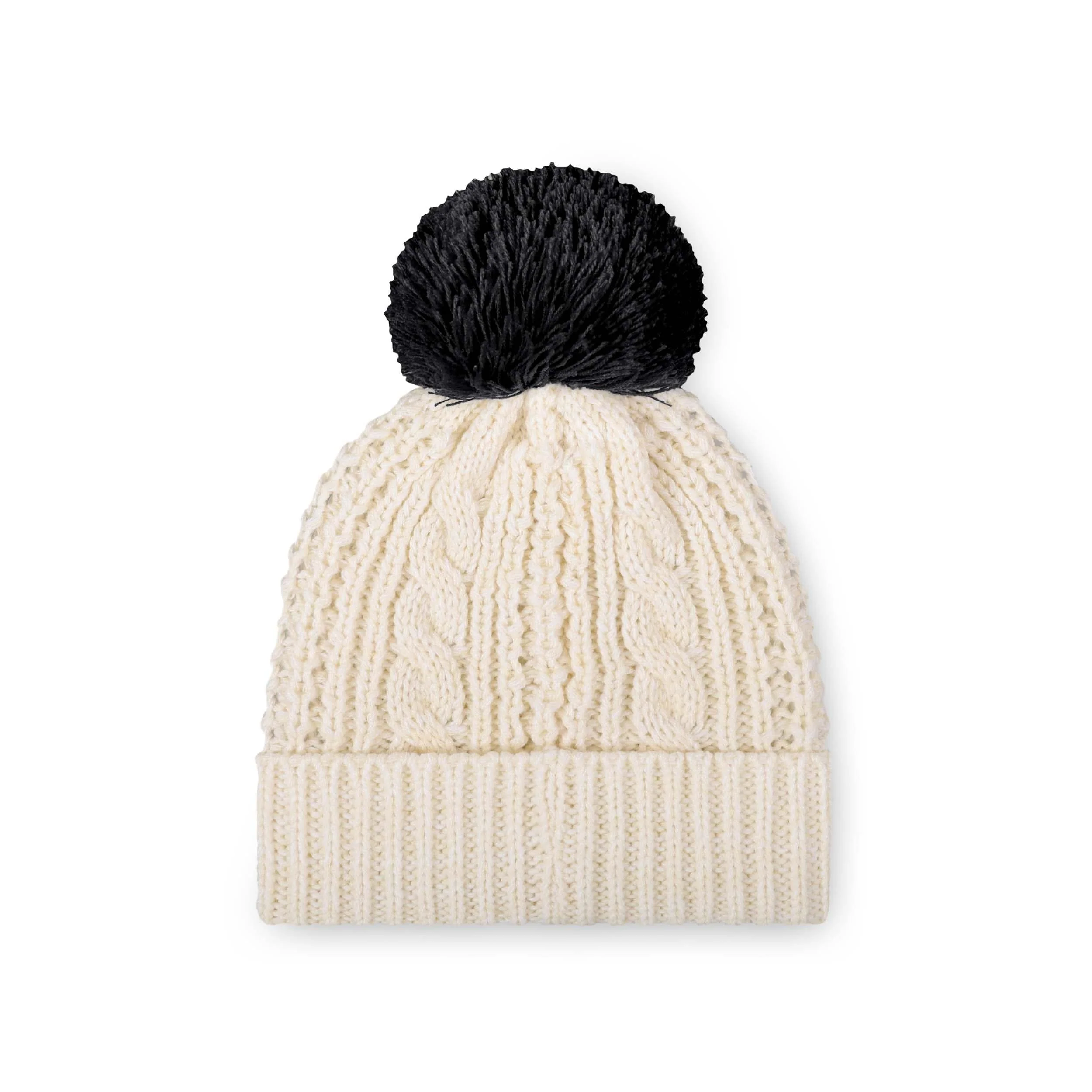 Jacksonville Jaguars NFL Womens Primary Logo White Cable Knit Pom Beanie - Image 2
