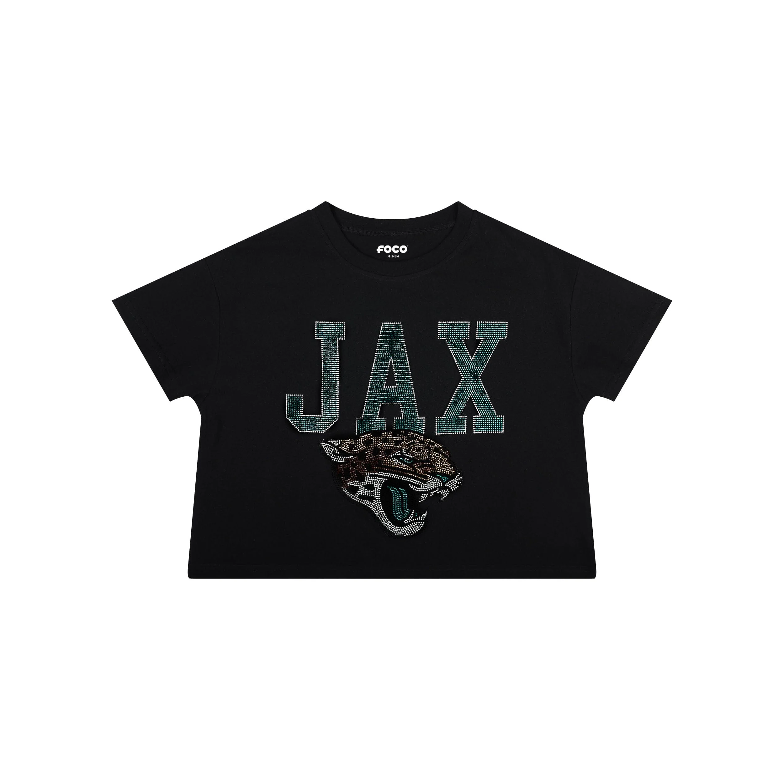Jacksonville Jaguars NFL Womens Rhinestone Logo Crop Top - Image 4