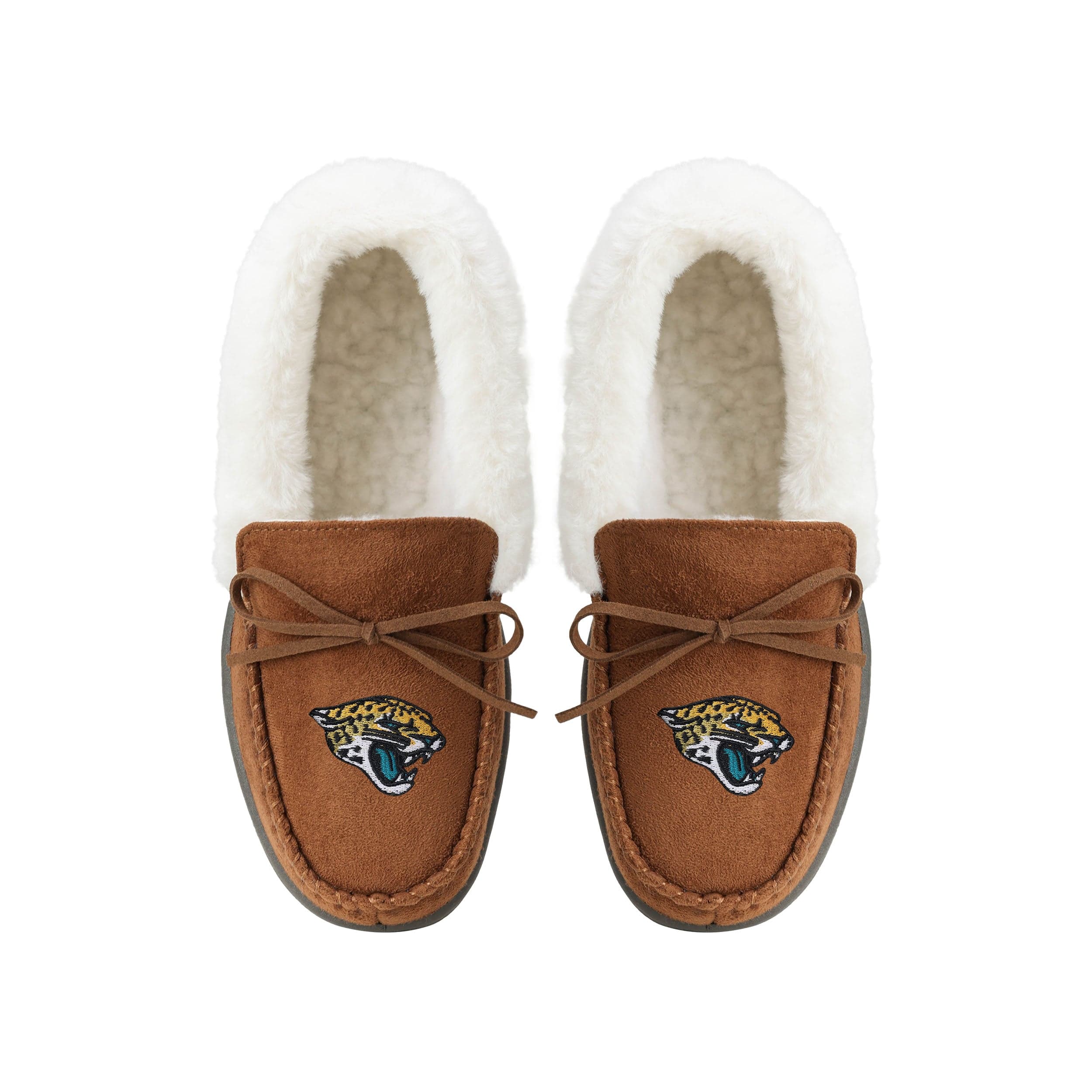 Jacksonville Jaguars NFL Womens Tan Moccasin Slippers - Image 4