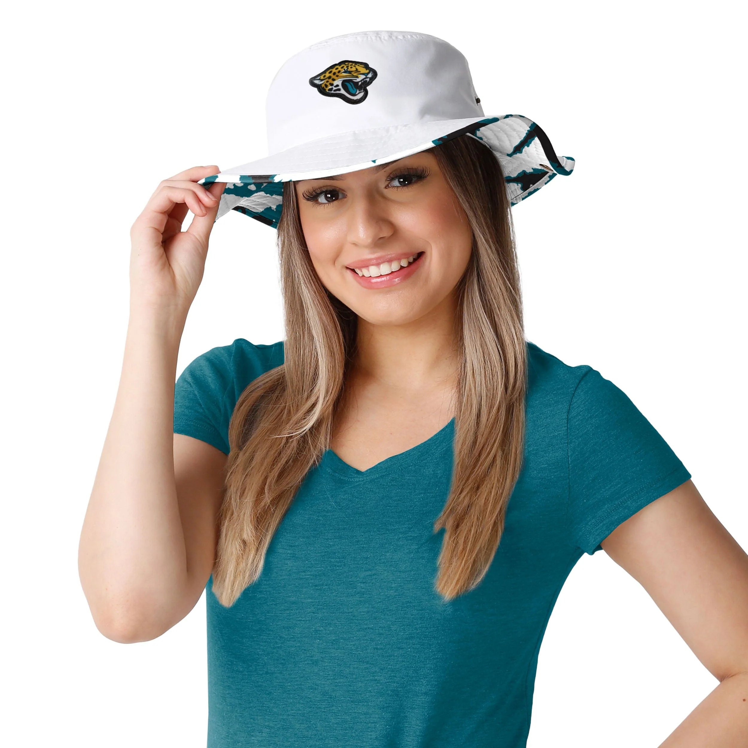 Jacksonville Jaguars NFL Womens White Hybrid Boonie Hat - Image 2