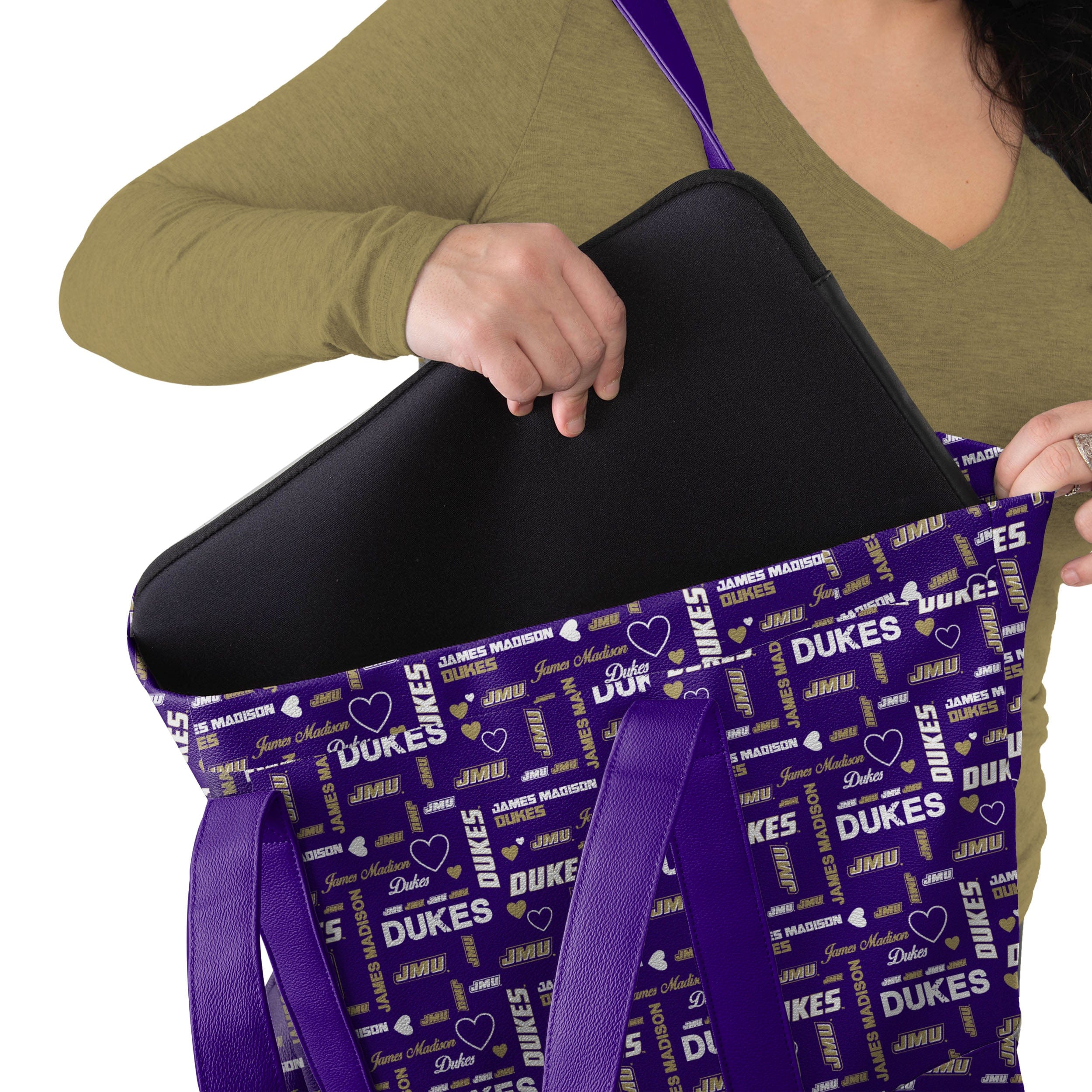 James Madison Dukes NCAA Logo Love Tote Bag - Image 3