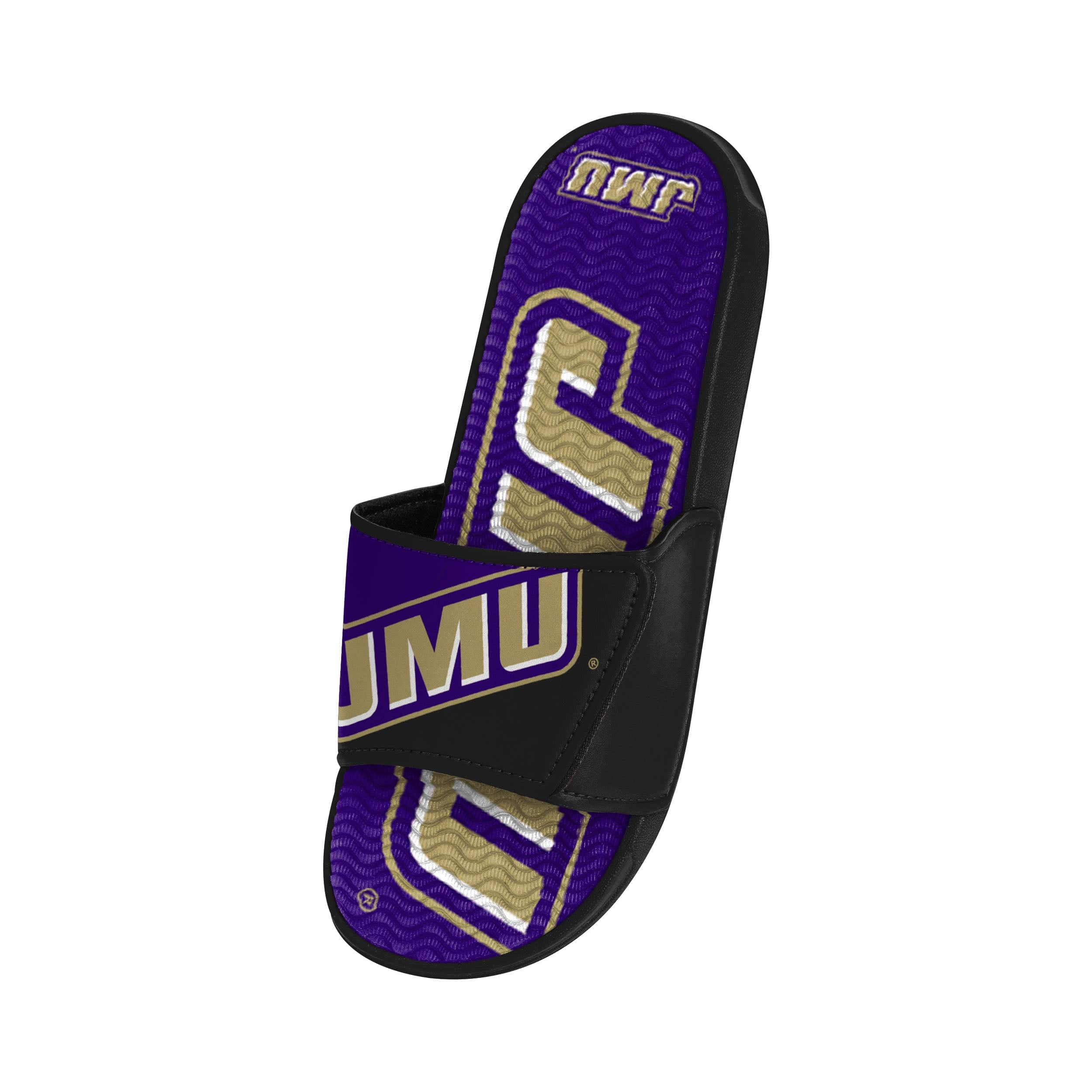 James Madison Dukes NCAA Mens Colorblock Big Logo Gel Slides - Image 3