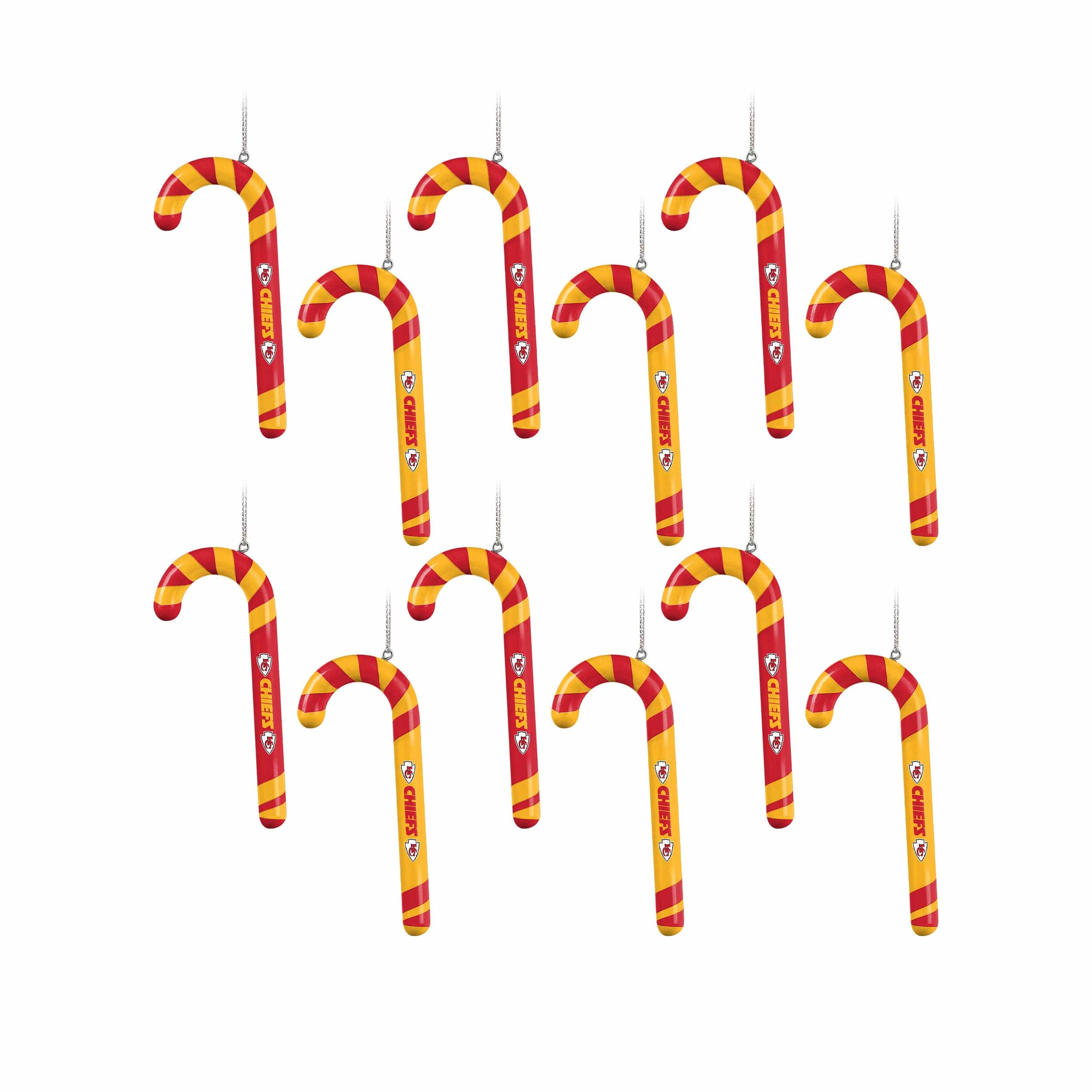 Kansas City Chiefs NFL 12 Pack Candy Cane Ornament Set