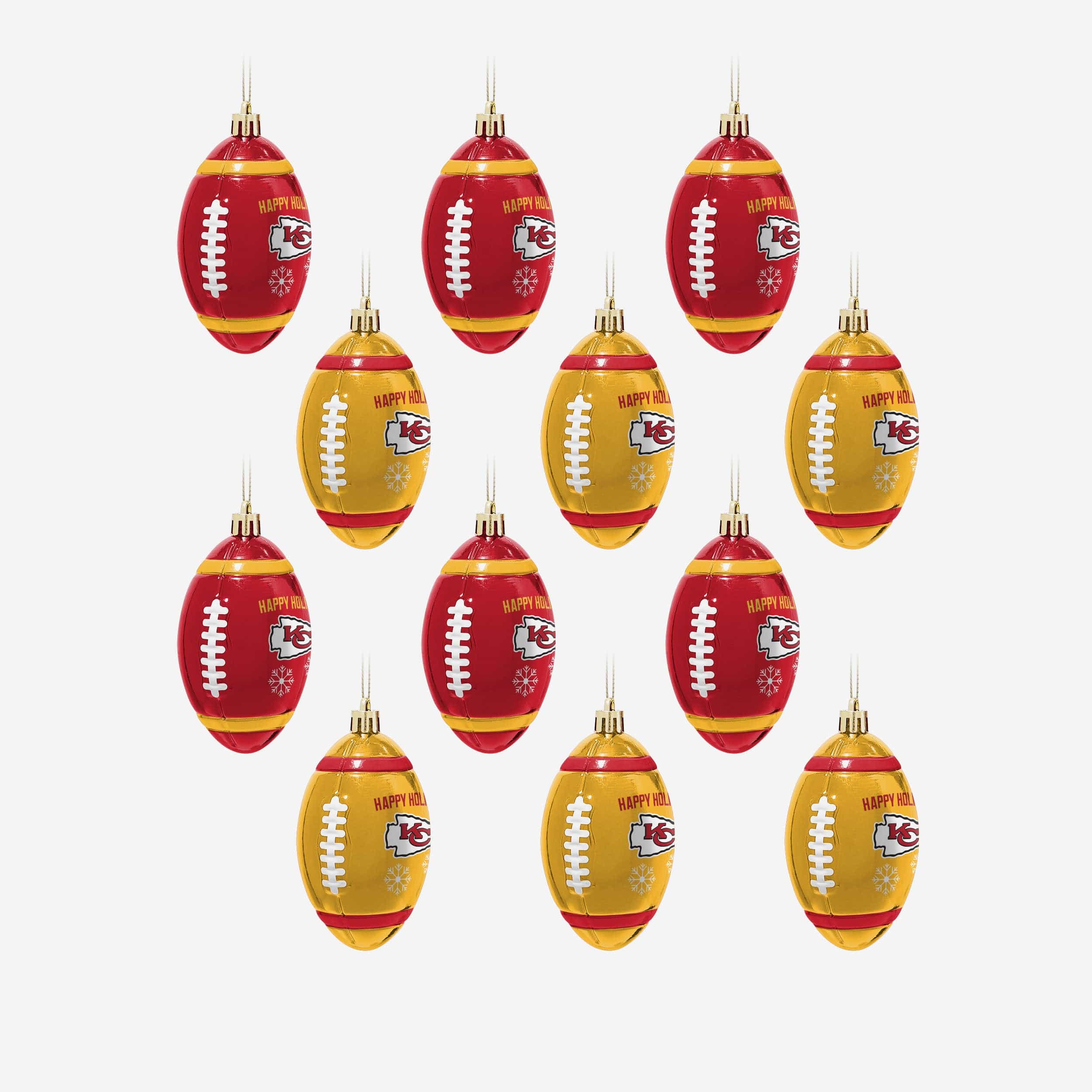Kansas City Chiefs NFL 12 Pack Football Ornament Set