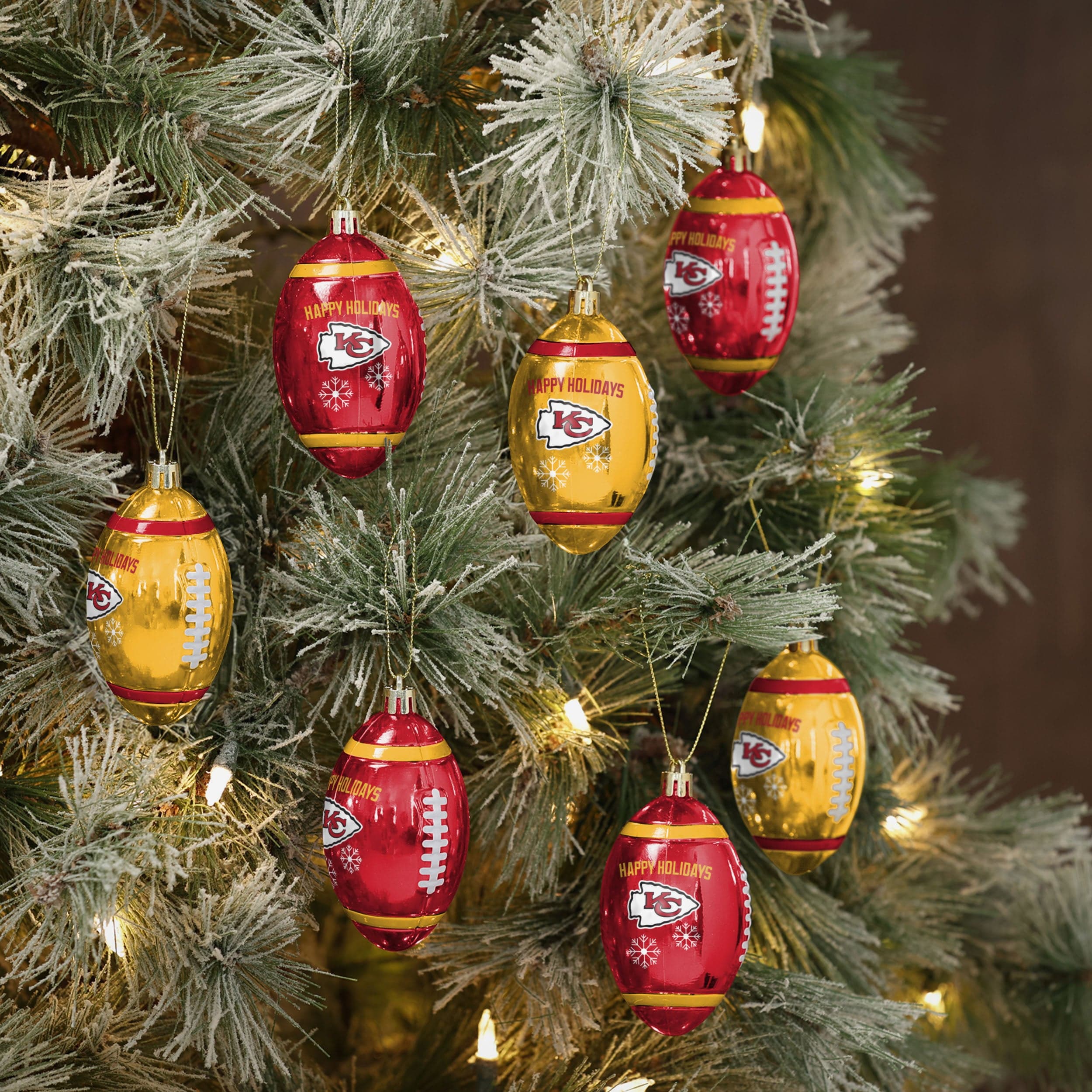 Kansas City Chiefs NFL 12 Pack Football Ornament Set - Image 2