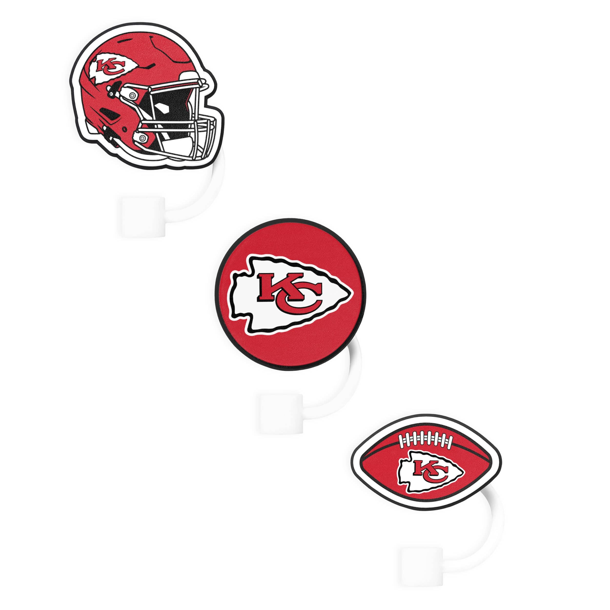 Kansas City Chiefs NFL 3 Pack Primary Logo Straw Toppers - Image 3