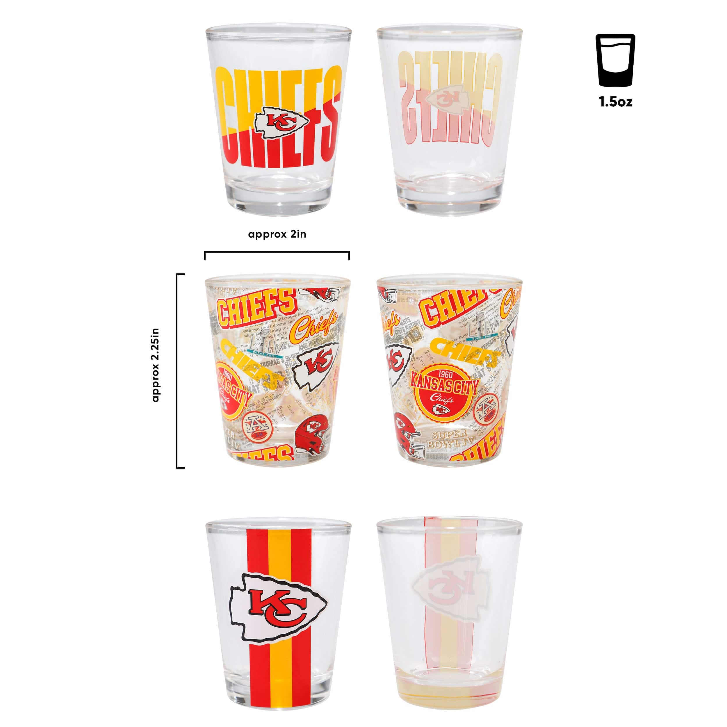 Kansas City Chiefs NFL 3 Pack Shot Glass - Image 3