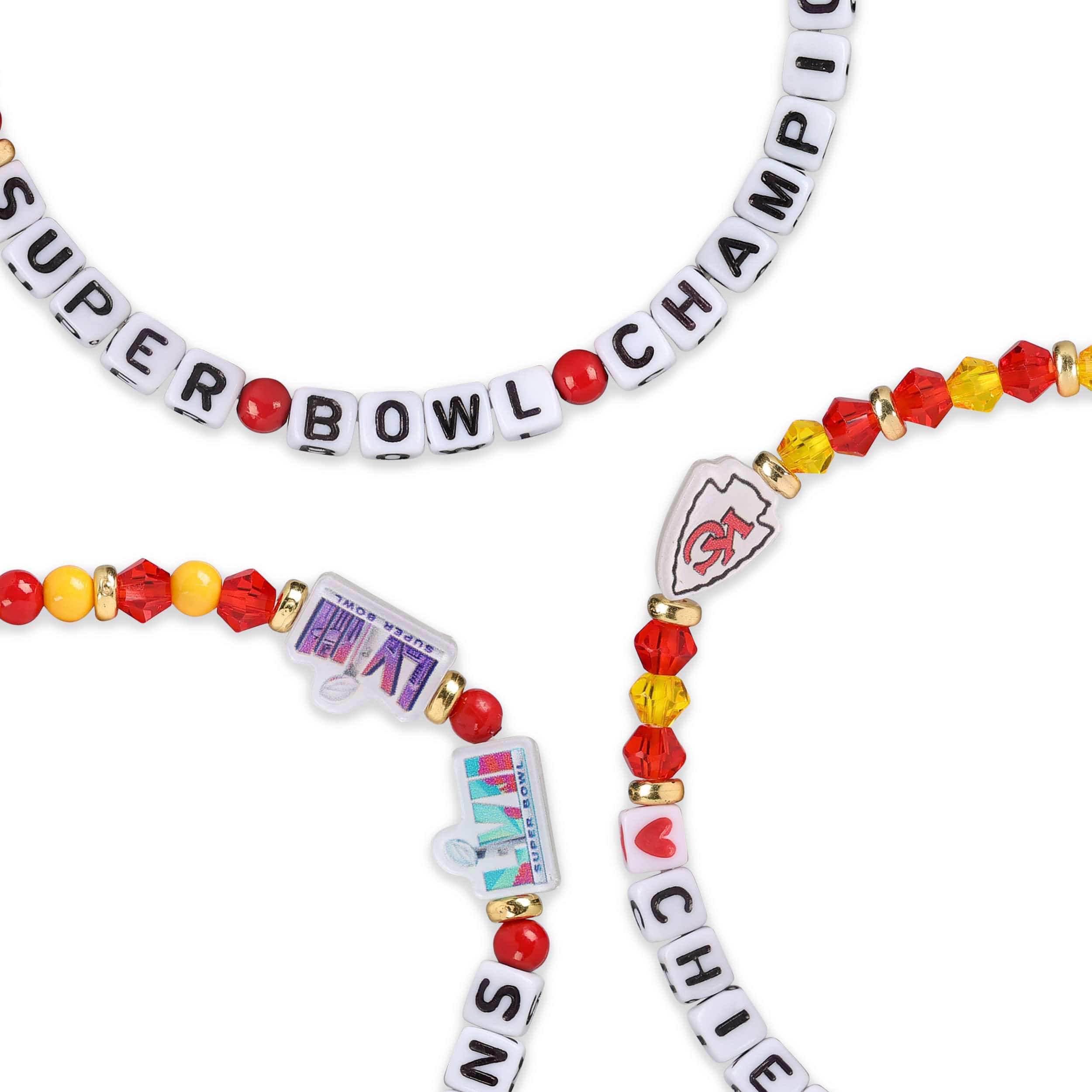 Kansas City Chiefs NFL 4X Super Bowl LVIII Champions 3 Pack Team Friendship Bracelet - Image 2