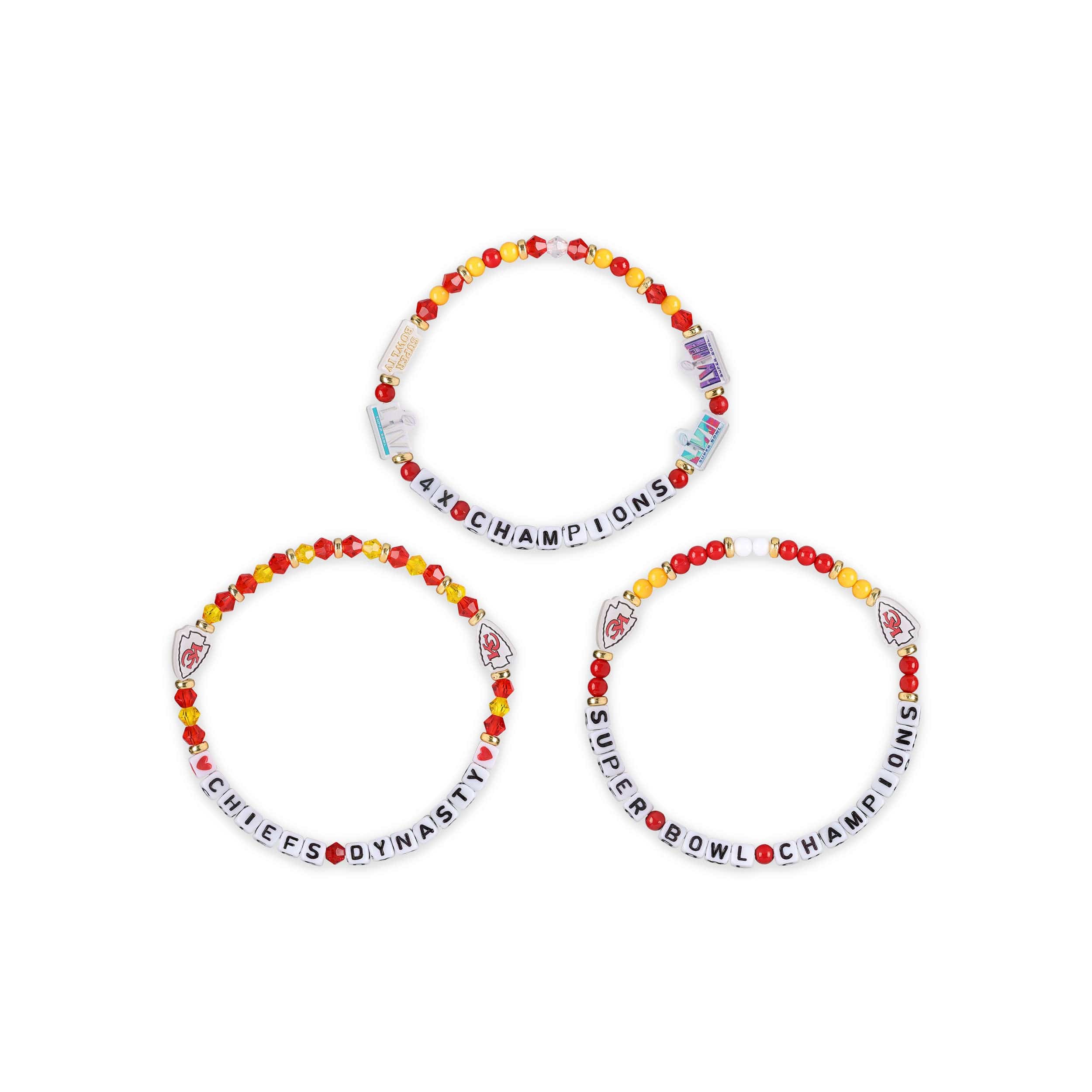 Kansas City Chiefs NFL 4X Super Bowl LVIII Champions 3 Pack Team Friendship Bracelet - Image 3
