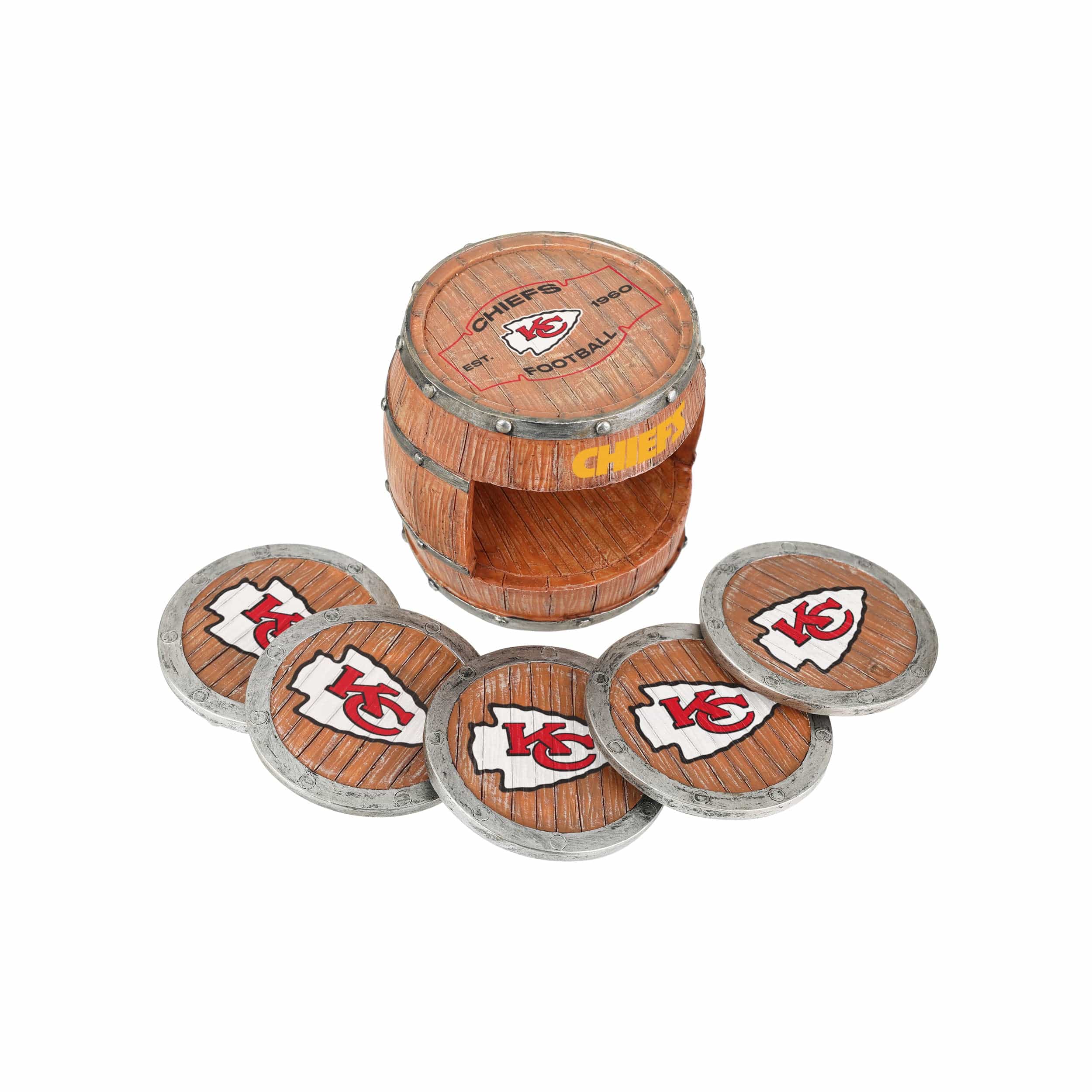 Kansas City Chiefs NFL 5 Pack Barrel Coaster Set - Image 5