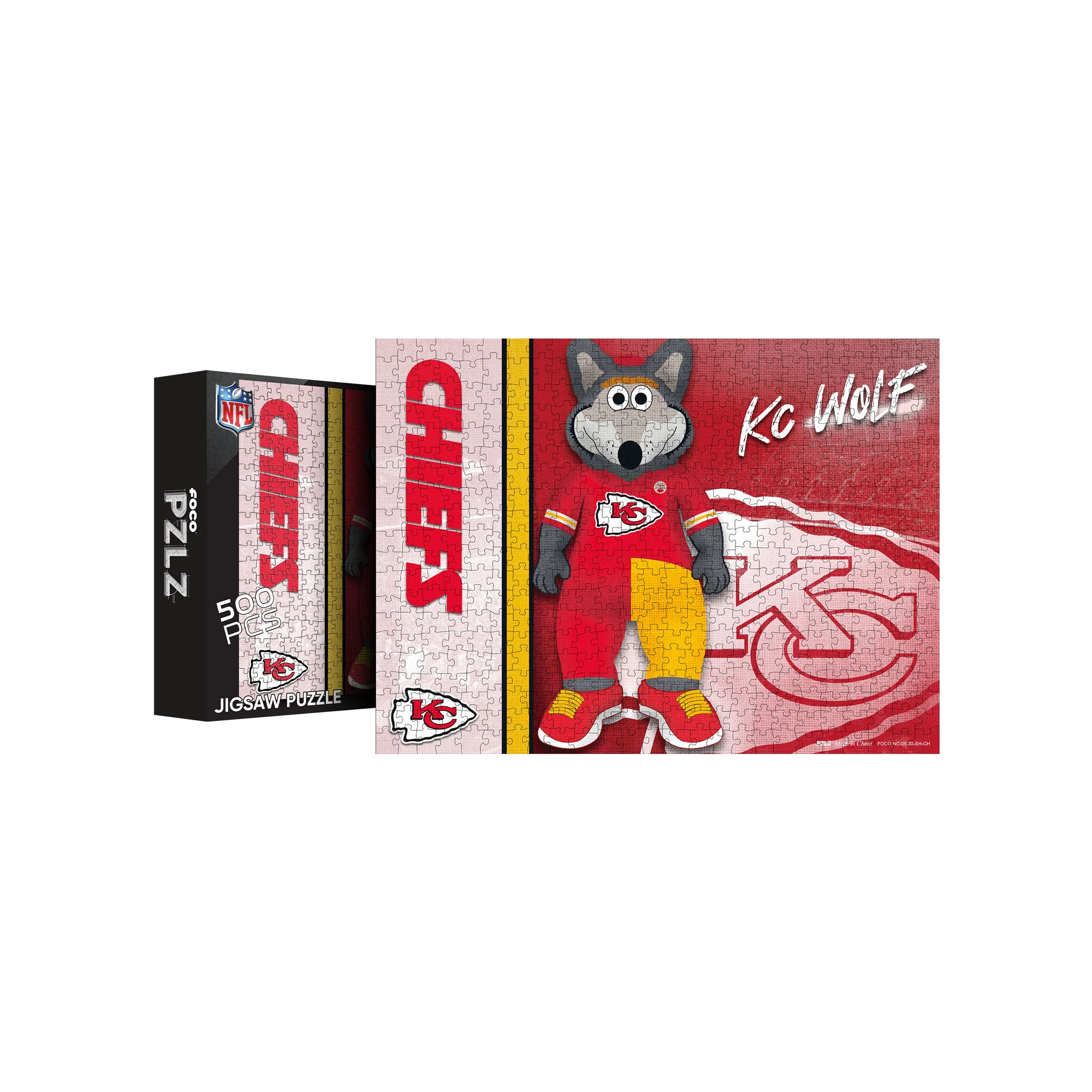 Kansas City Chiefs NFL 500 Piece Jigsaw Puzzle PZLZ Mascot - KC Wolf