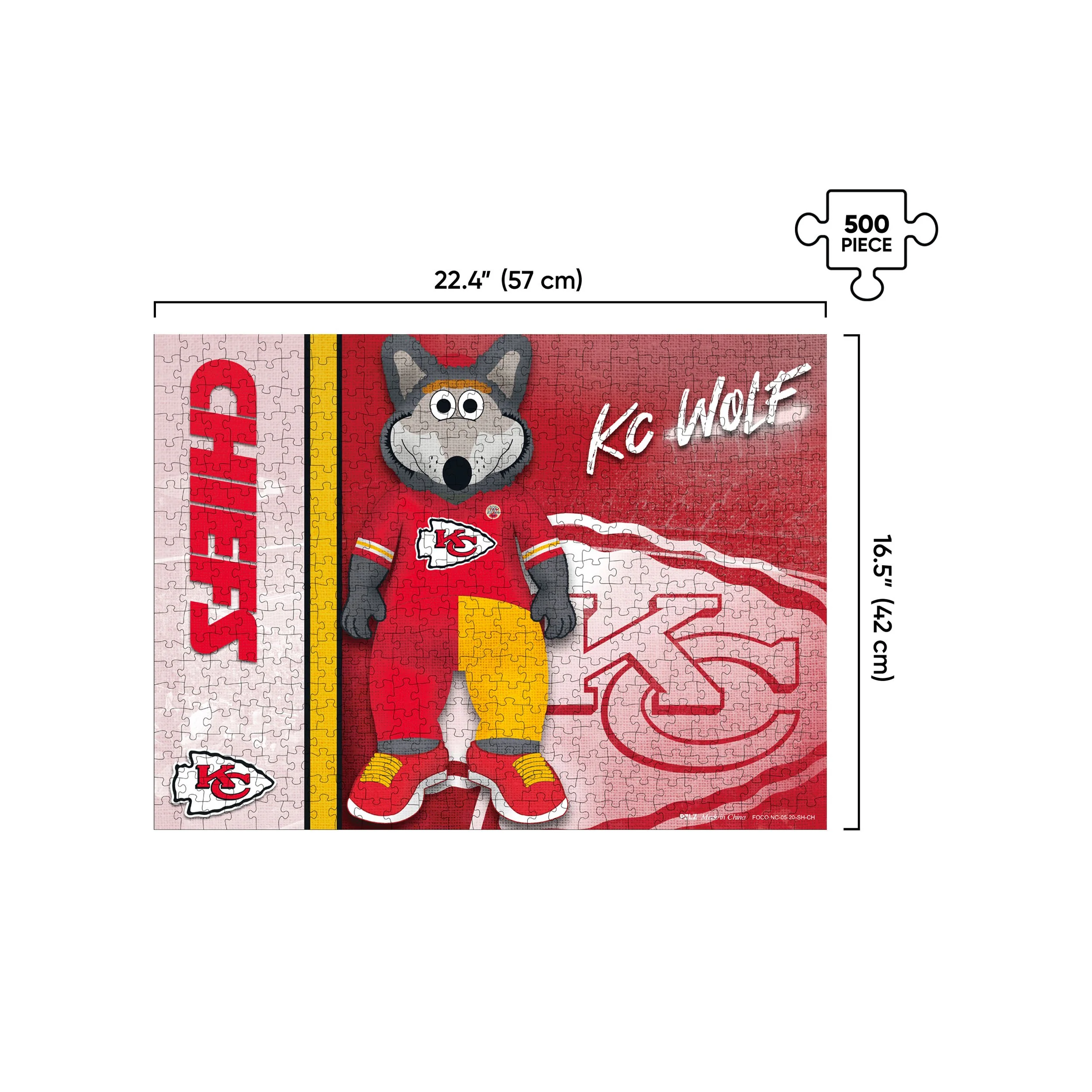 Kansas City Chiefs NFL 500 Piece Jigsaw Puzzle PZLZ Mascot - KC Wolf - Image 2